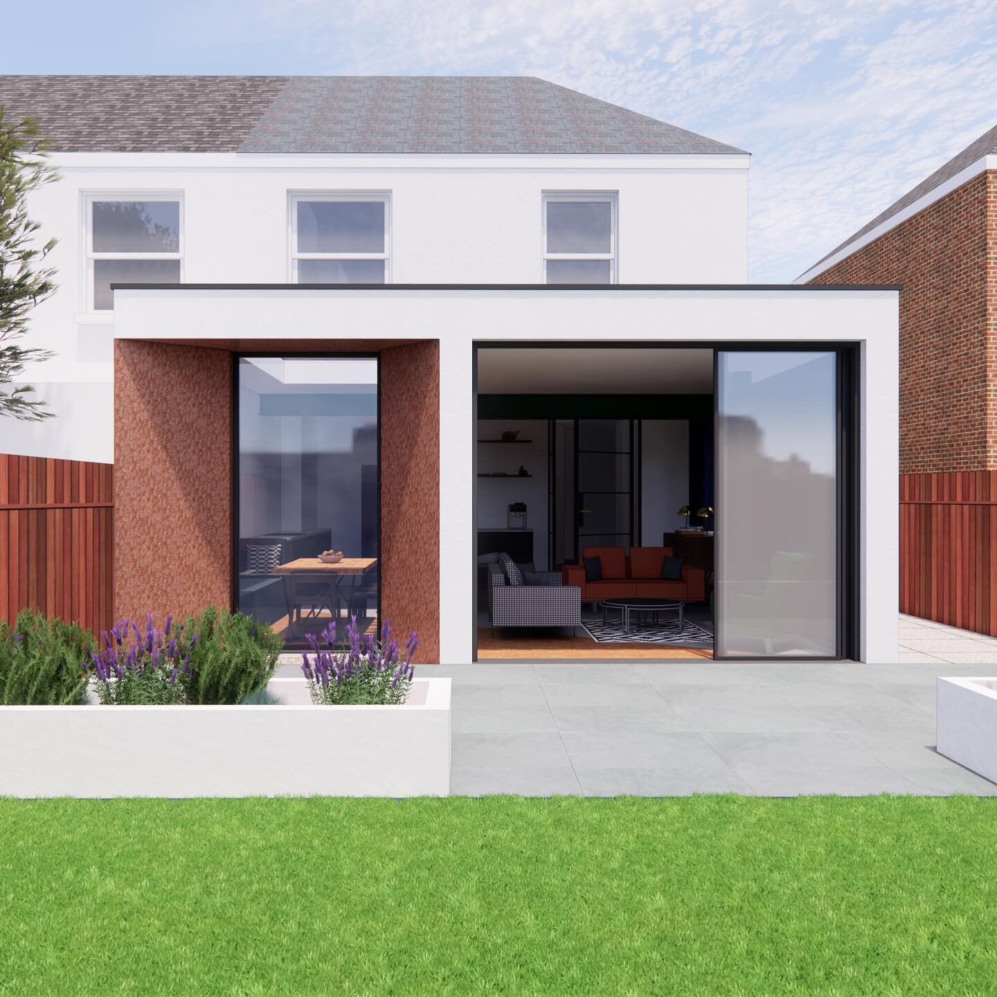 Rear extension design with tapered corten window reveal. 

#archdaily #archviz #architecture #homeextension #hove #brighton #london #dontmoveimprove #renovate #ciat #extension