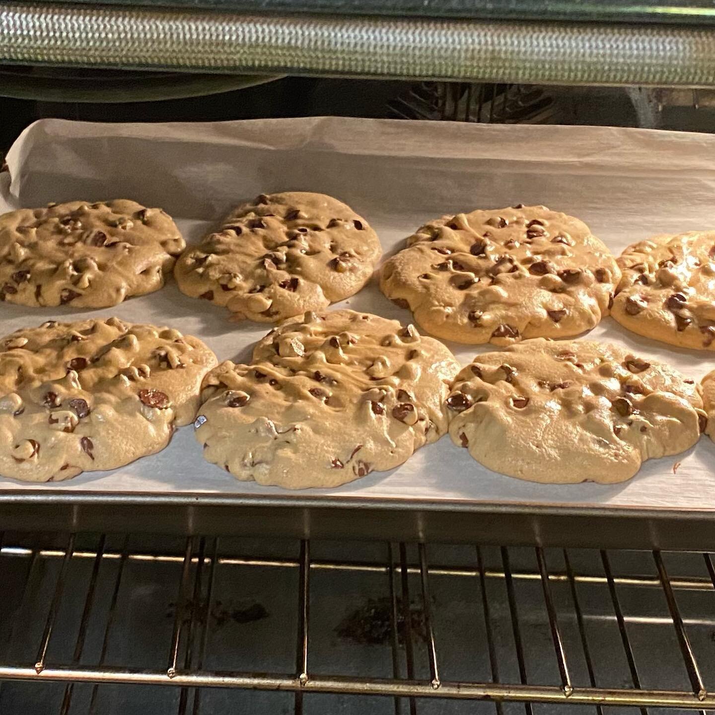 Making my first Camp Poggy Chocolate Chip Cookies. 4 cups of Semi sweet chips for 22 cookies