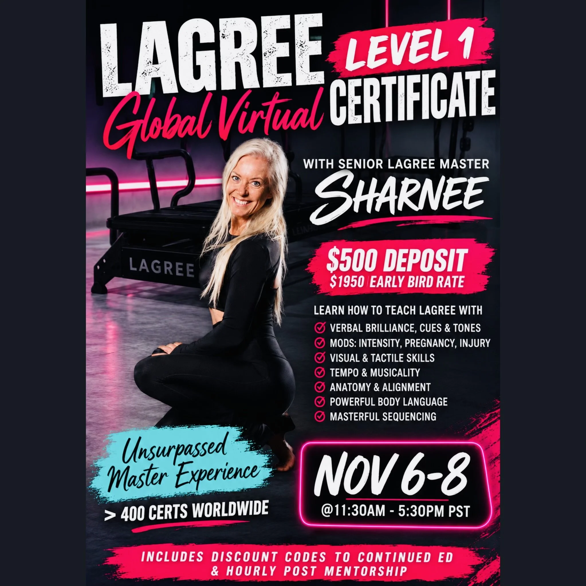 Deposit - Official Lagree Level 1 Cert - Nov 2026 - 18hrs