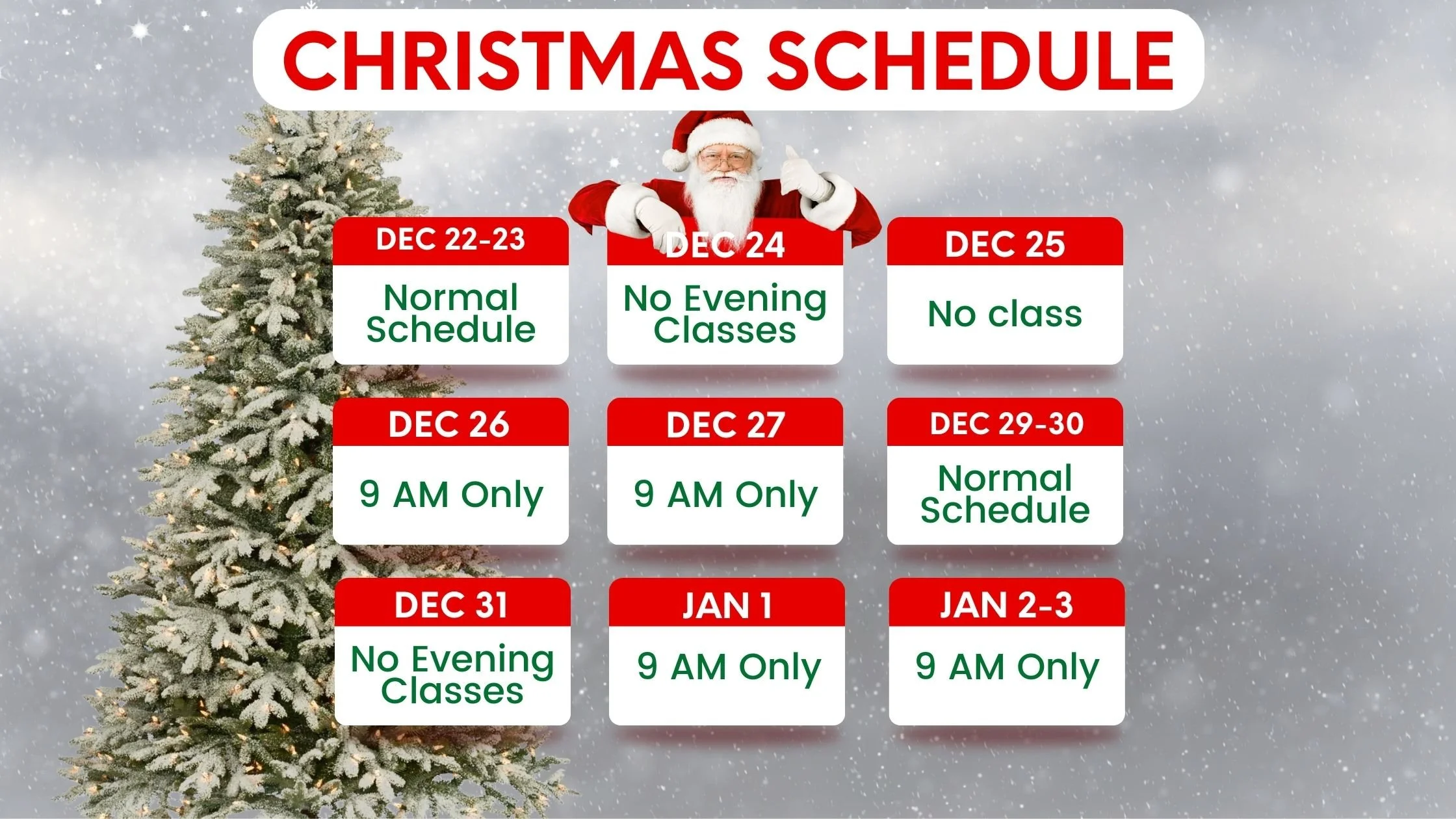 Christmas Schedule 2025