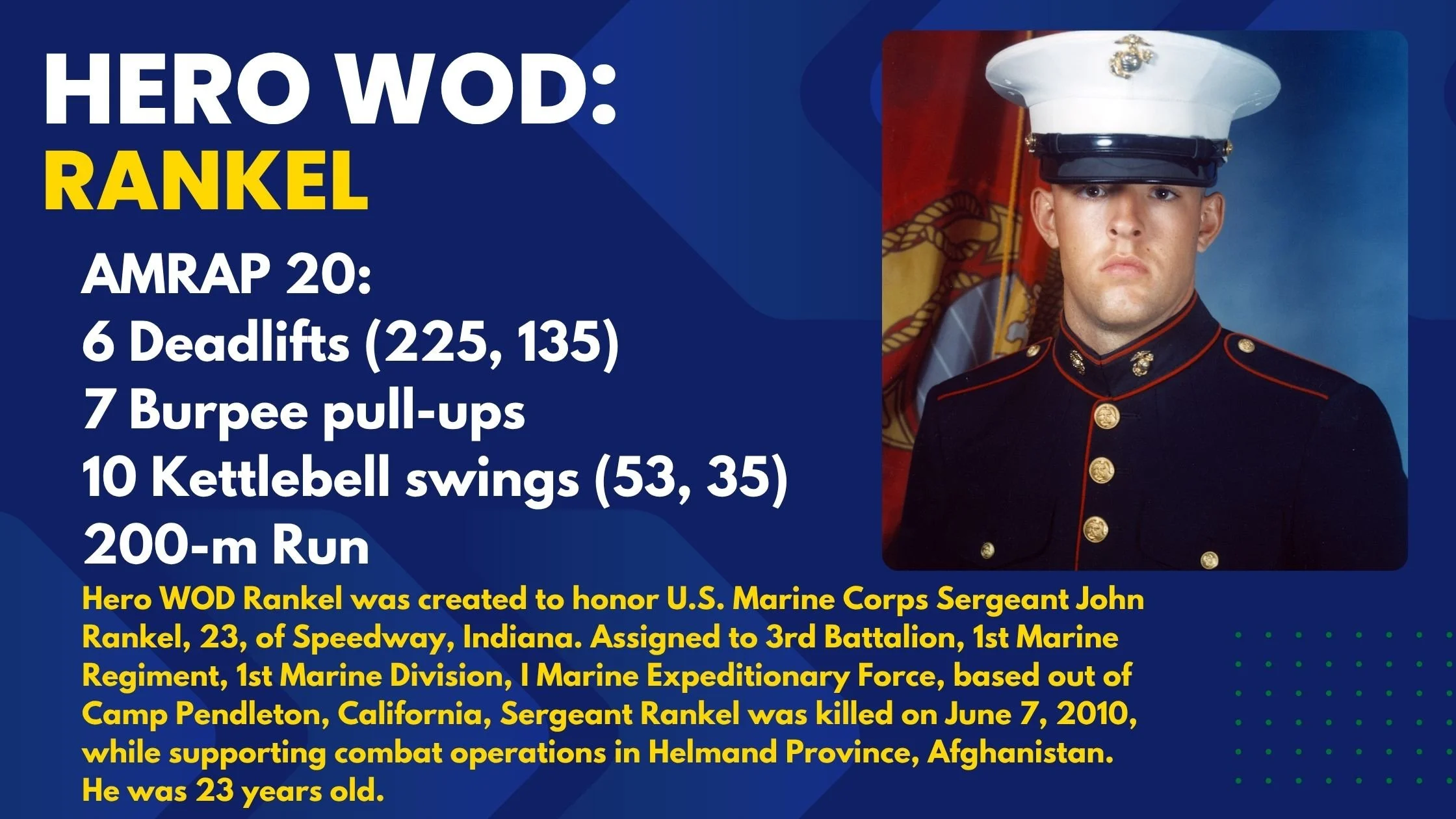 Hero WOD Rankel: A 20-Minute AMRAP to Honor a Marine