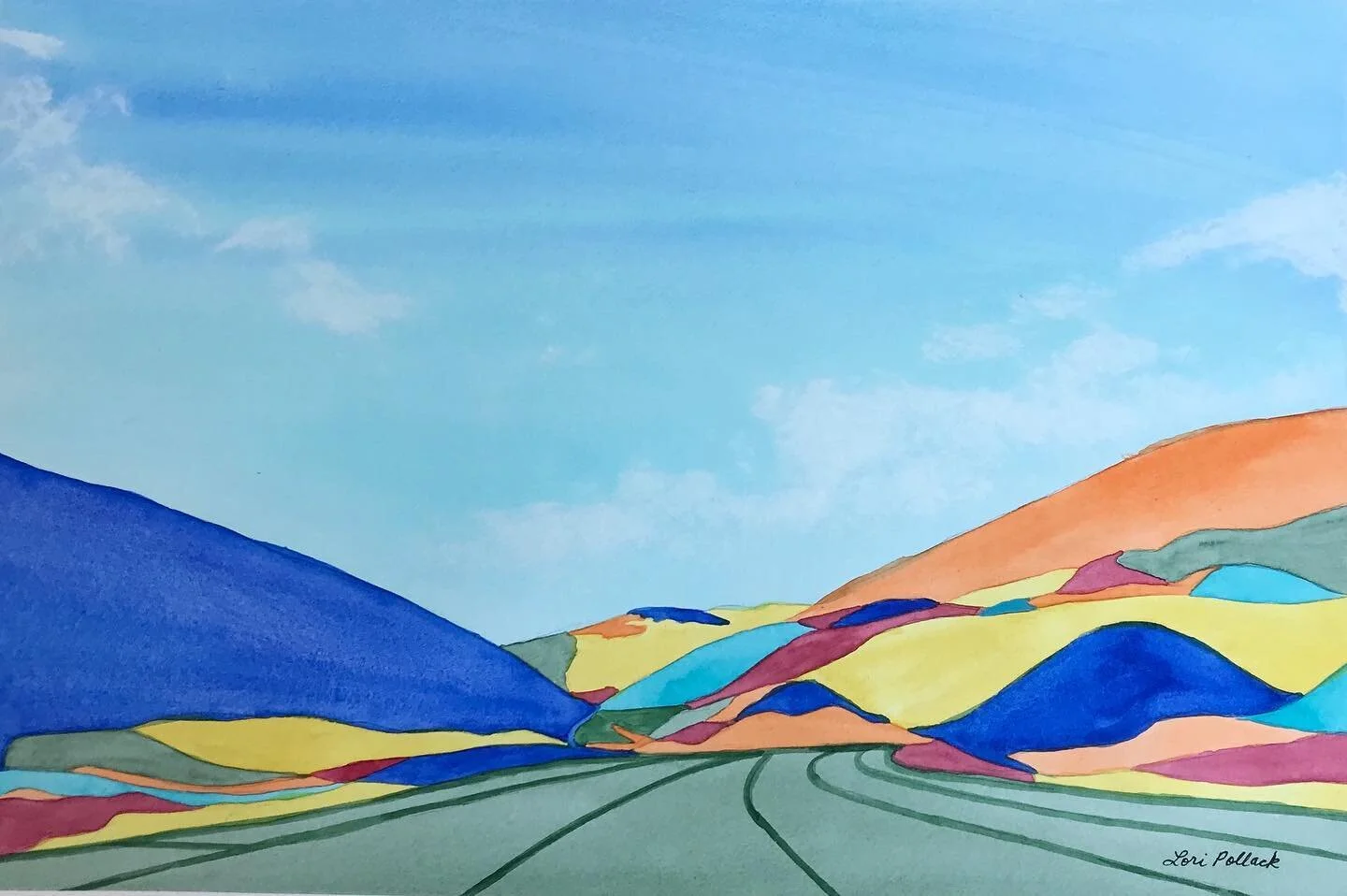 On the road again&hellip;. #abstractlandscape #contemporaryartwork #abstract #abstractart #abstractlovers #abstractpainting #watercolors #emergingartists #californiaartist  #abstractlandscapepainting #abstractlandscapes #womenartistsofinstagram #buya