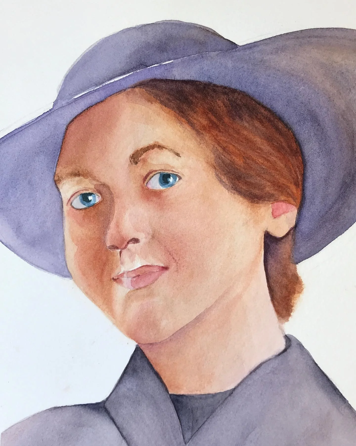 Keep that coy look under your hat.  #watercolors #aquarellepainting #dailypainting #emergingartists #womenartist #watercolorlove #aquarelleart #californiaartist #igdailypic #aquarellegallery #portraitpaintings #uniqueartwork #ladieswhopaint #buyartfr