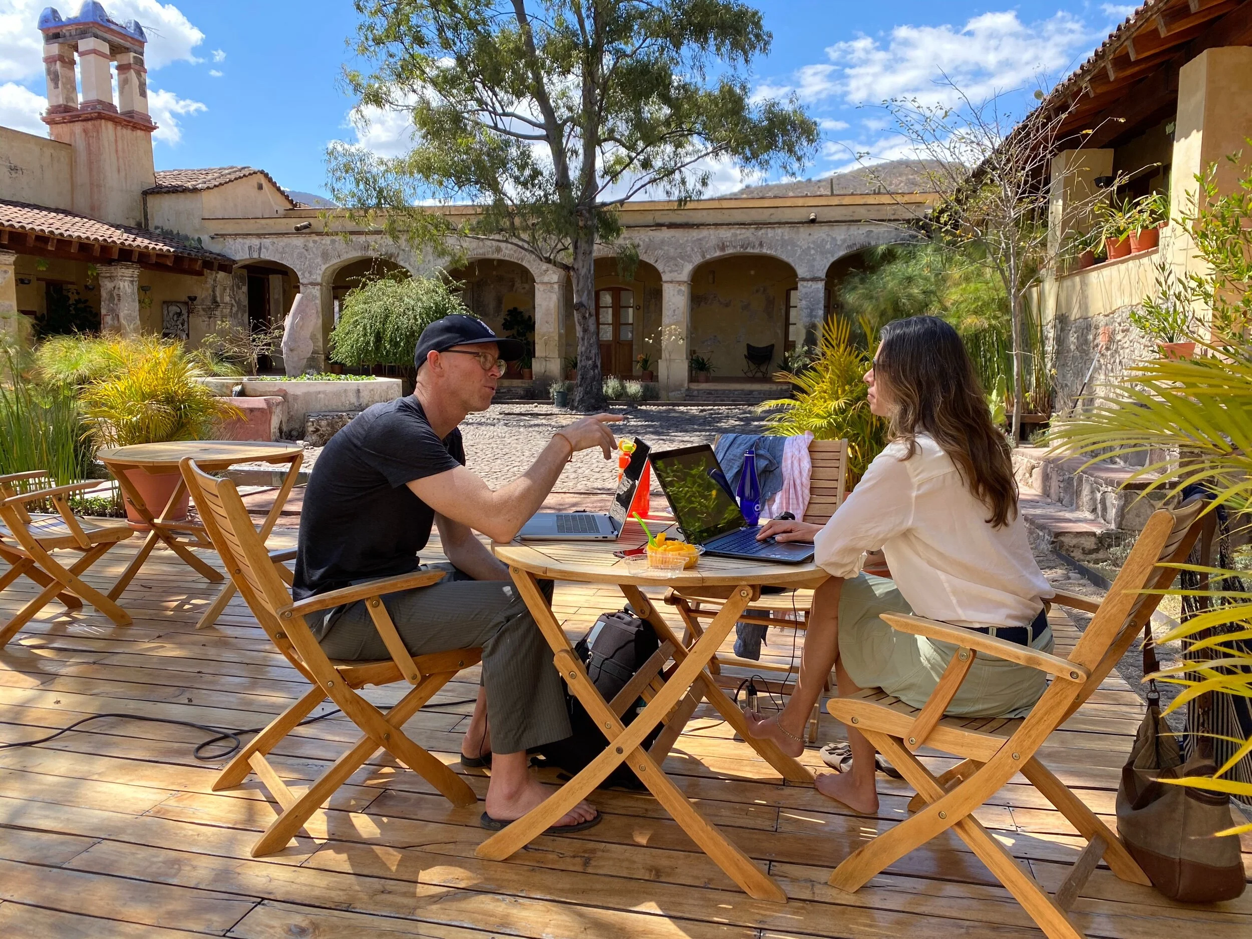 Working out tour details with Adriana, the Boss of Behind the Scenes at Traditions Mexico