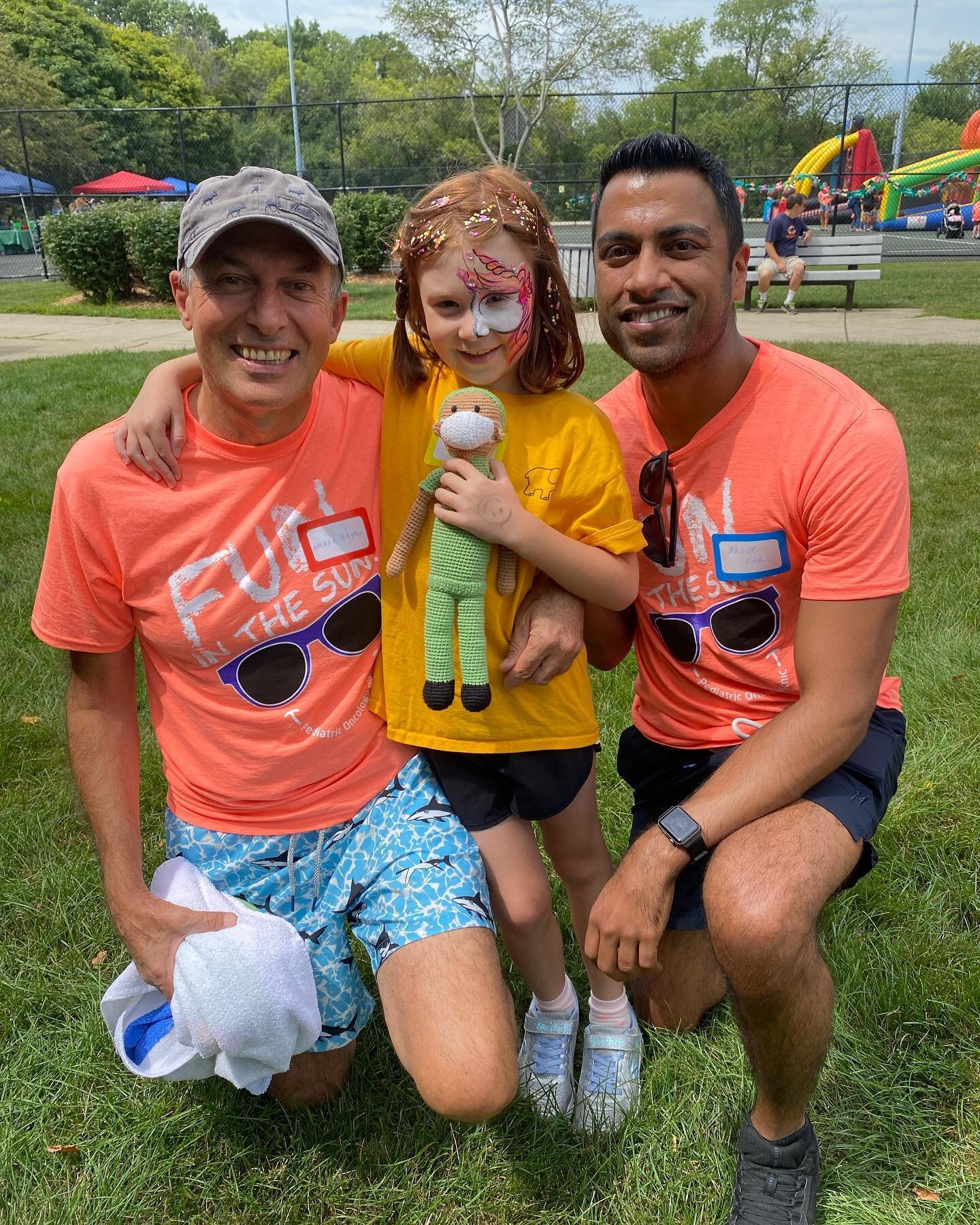 There were so many amazing memories made at today&rsquo;s pediatric oncology picnic, but this cover photo is the one I can&rsquo;t stop staring at. This is Averie with her two incredible oncologists (and the knit doll she loves so much because it rem