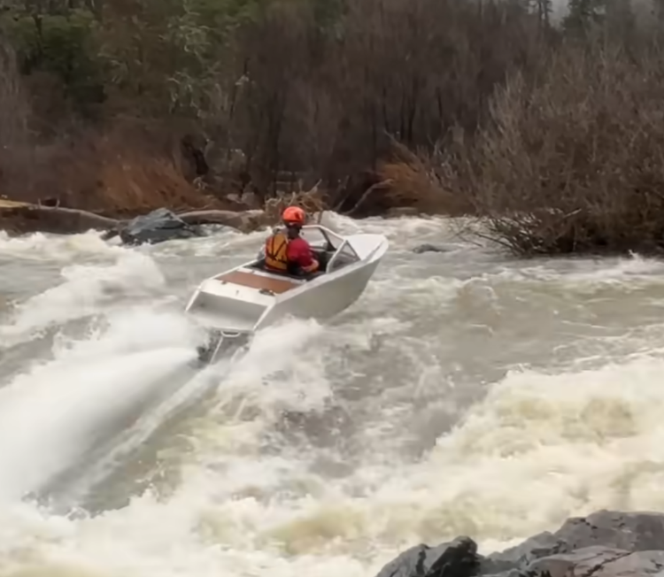 Rowdy mini jet boat on the river