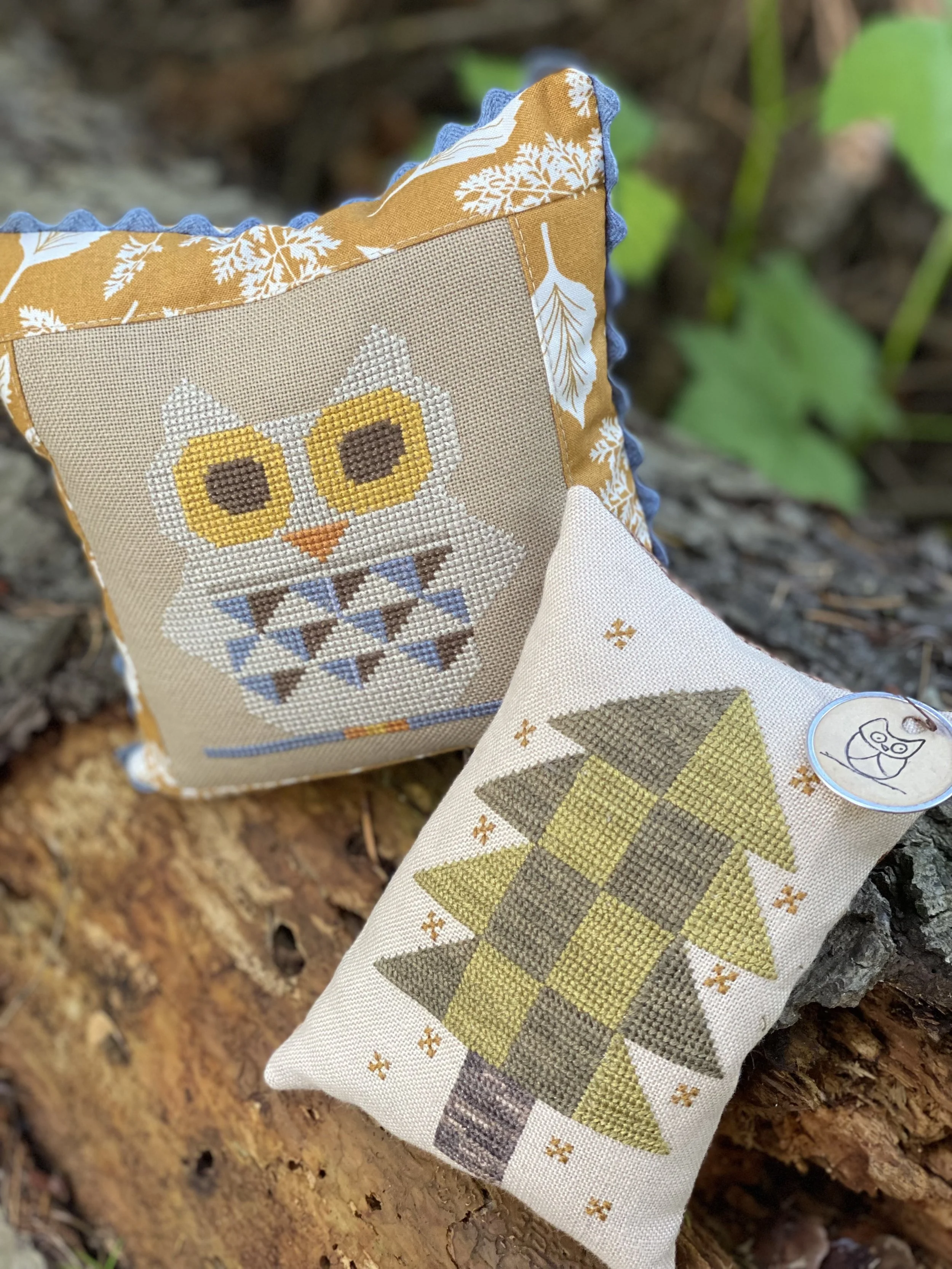 2 PDF Cross Stitch Patterns ~ The Scary Woods Owl and The Scary Woods Tree from Laugh Yourself into Stitches