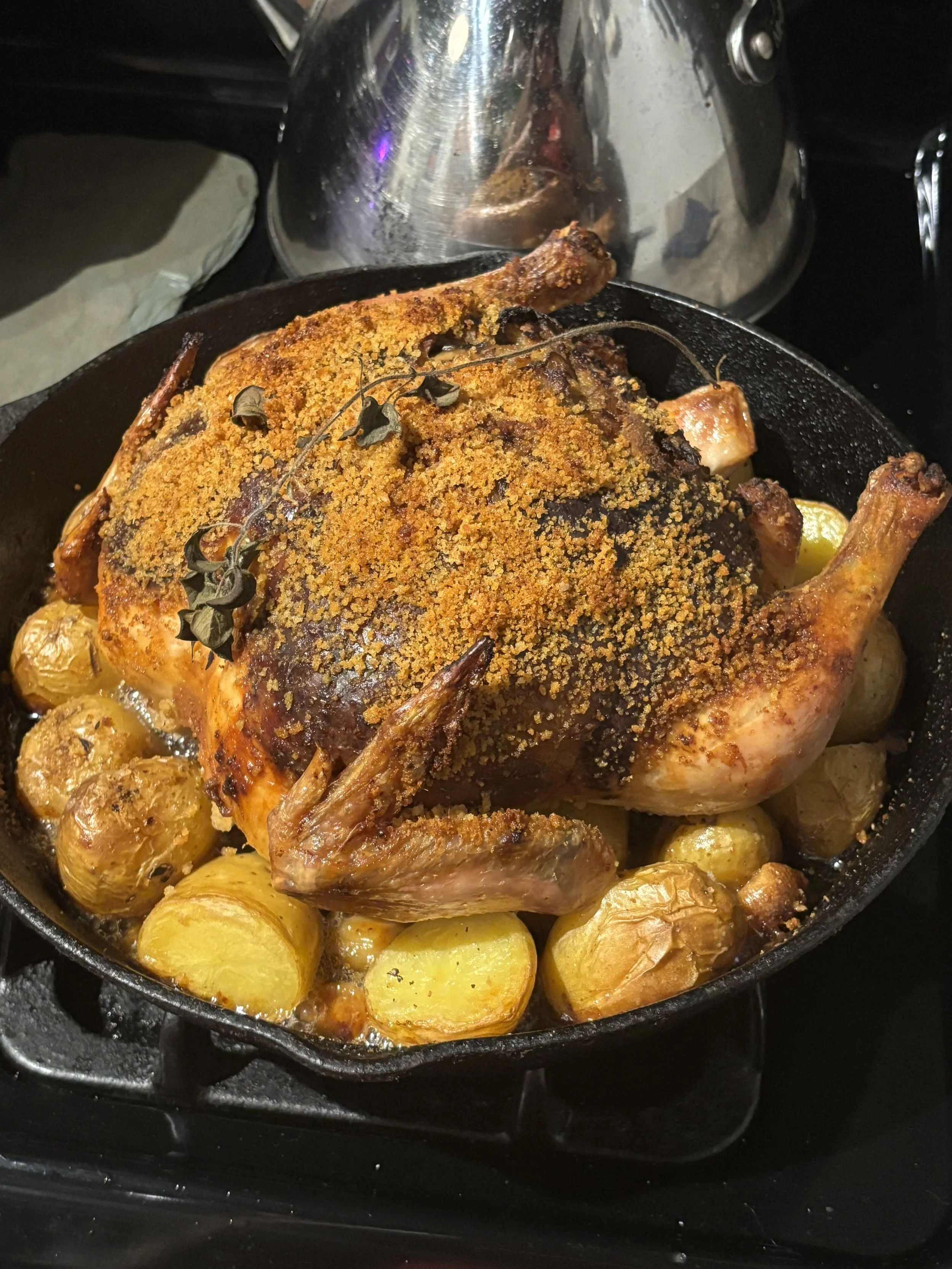 Bread-Stuffed Roast Chicken Dinner