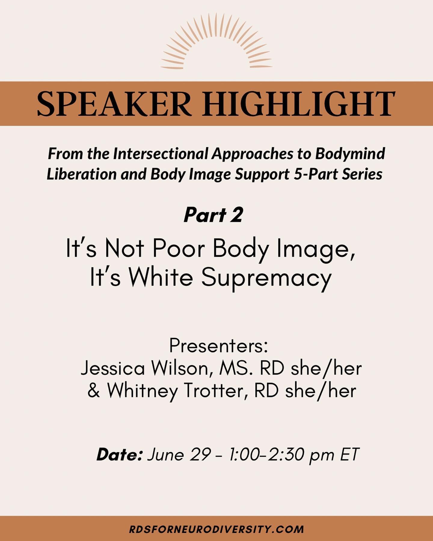 This talk is going to be fantastic, we are really excited to learn from Jessica and Whitney! ⁣
⁣
Registration link in bio! ⁣
⁣
𝗝𝗲𝘀𝘀𝗶𝗰𝗮 𝗪𝗶𝗹𝘀𝗼𝗻 (she/her) is a clinical dietitian, consultant and author, whose experiences navigating the diet