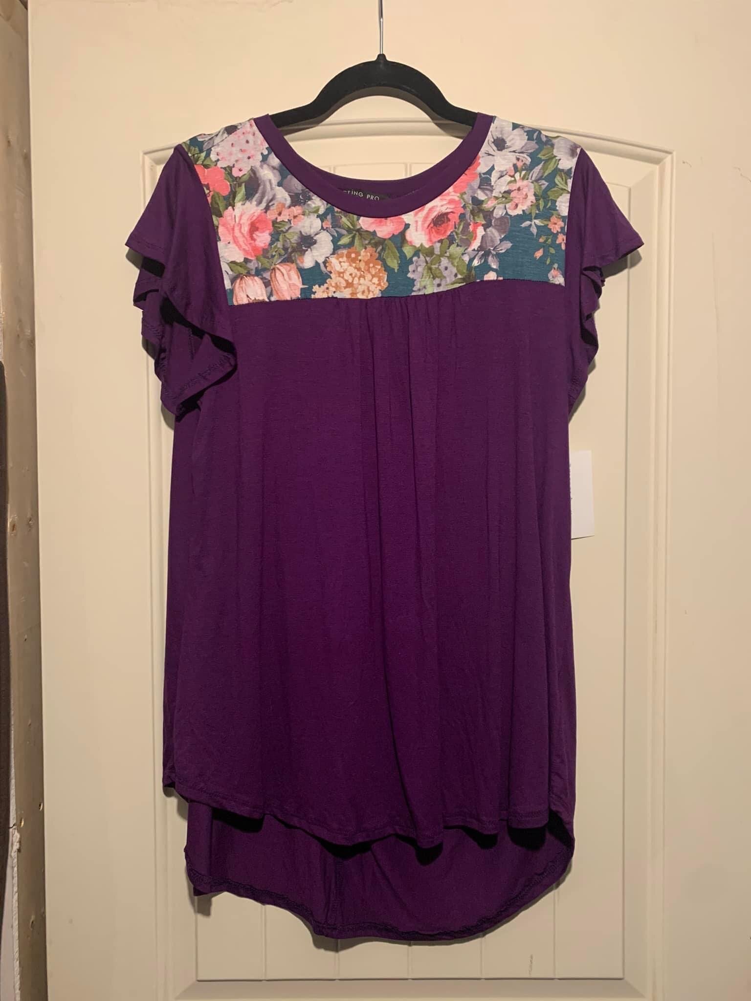 Large Floral Purple Tunic Top