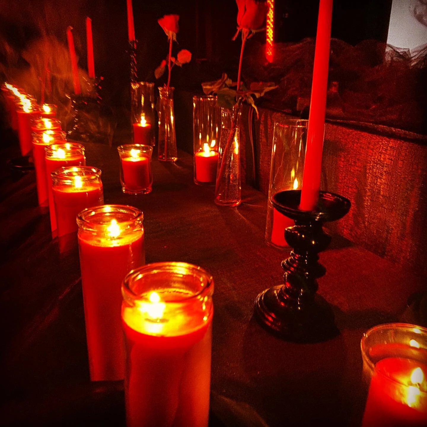 The burning of red candles is said to put one in touch with the power of the flesh. Red represents temporal pleasures. It symbolizes passion and love as well as scorn and courage to stand up to one's enemies. Red is asso