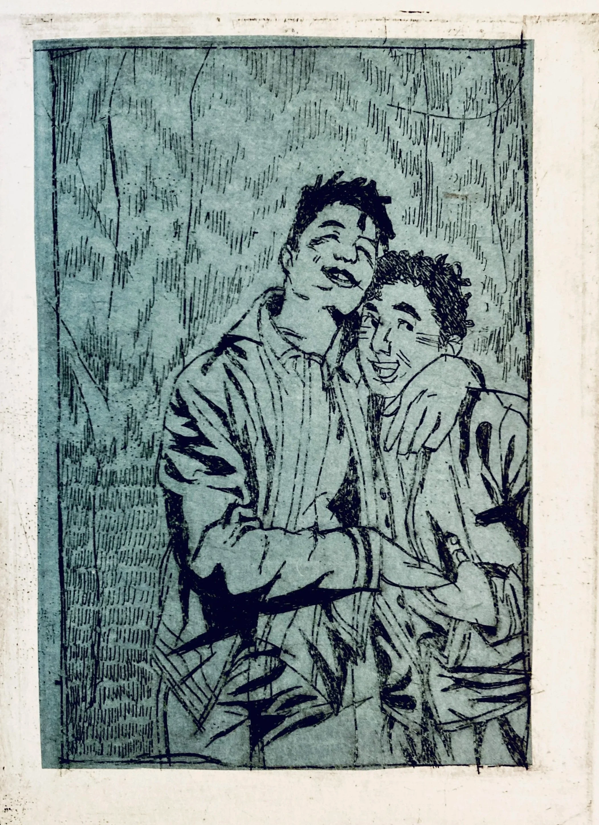"Friday, 10AM" Intaglio, Chine Collé 2023