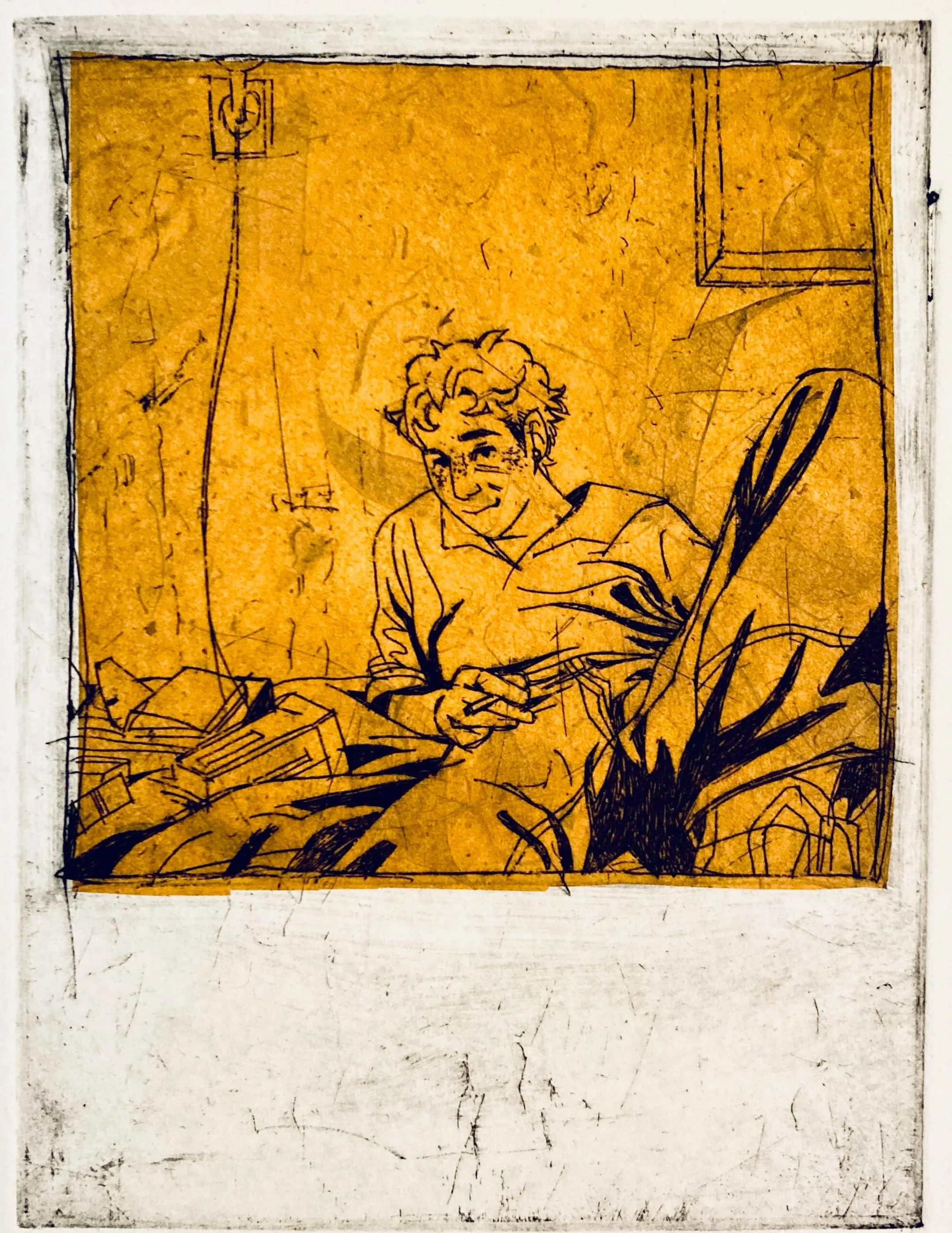 "Sunday, 3PM" Intaglio, Chine Collé 2023