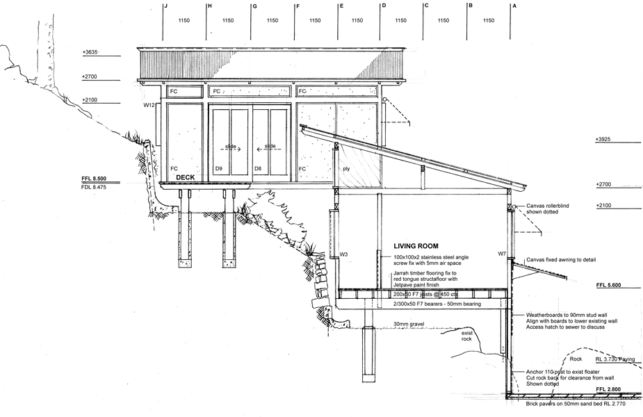 Grant Mears Architect Palm Beach, Beach Cottage, Post and beam framing, Reverse brick veneer.