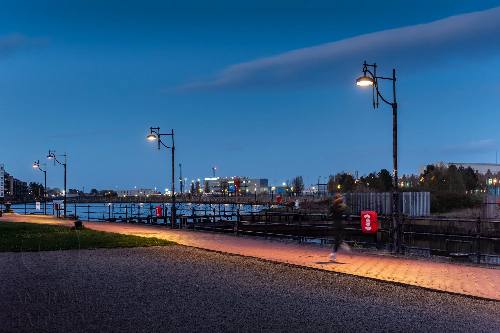 Britannia Park, Cardiff at night 