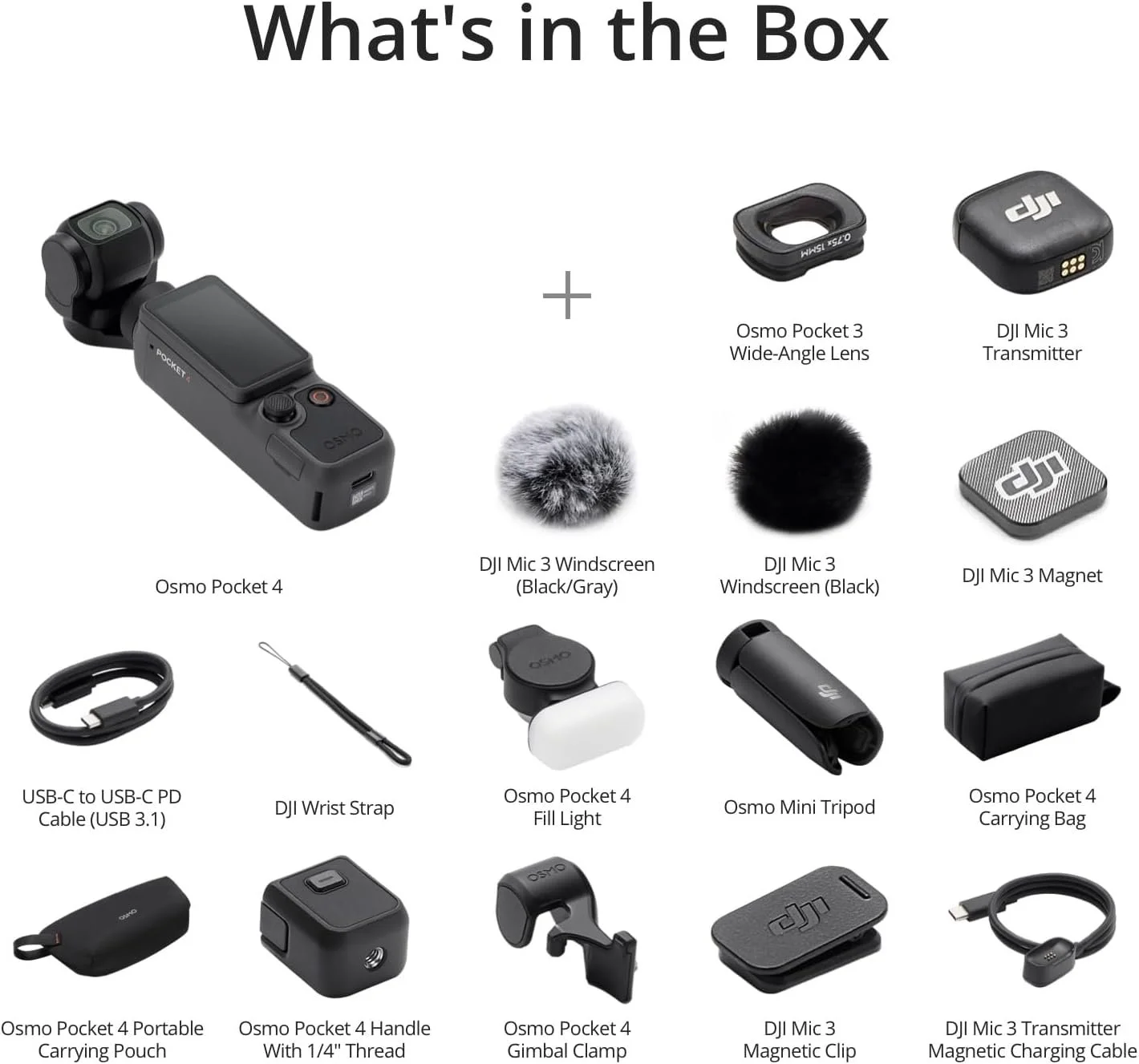 Whats in the box of DJI Pocket 4