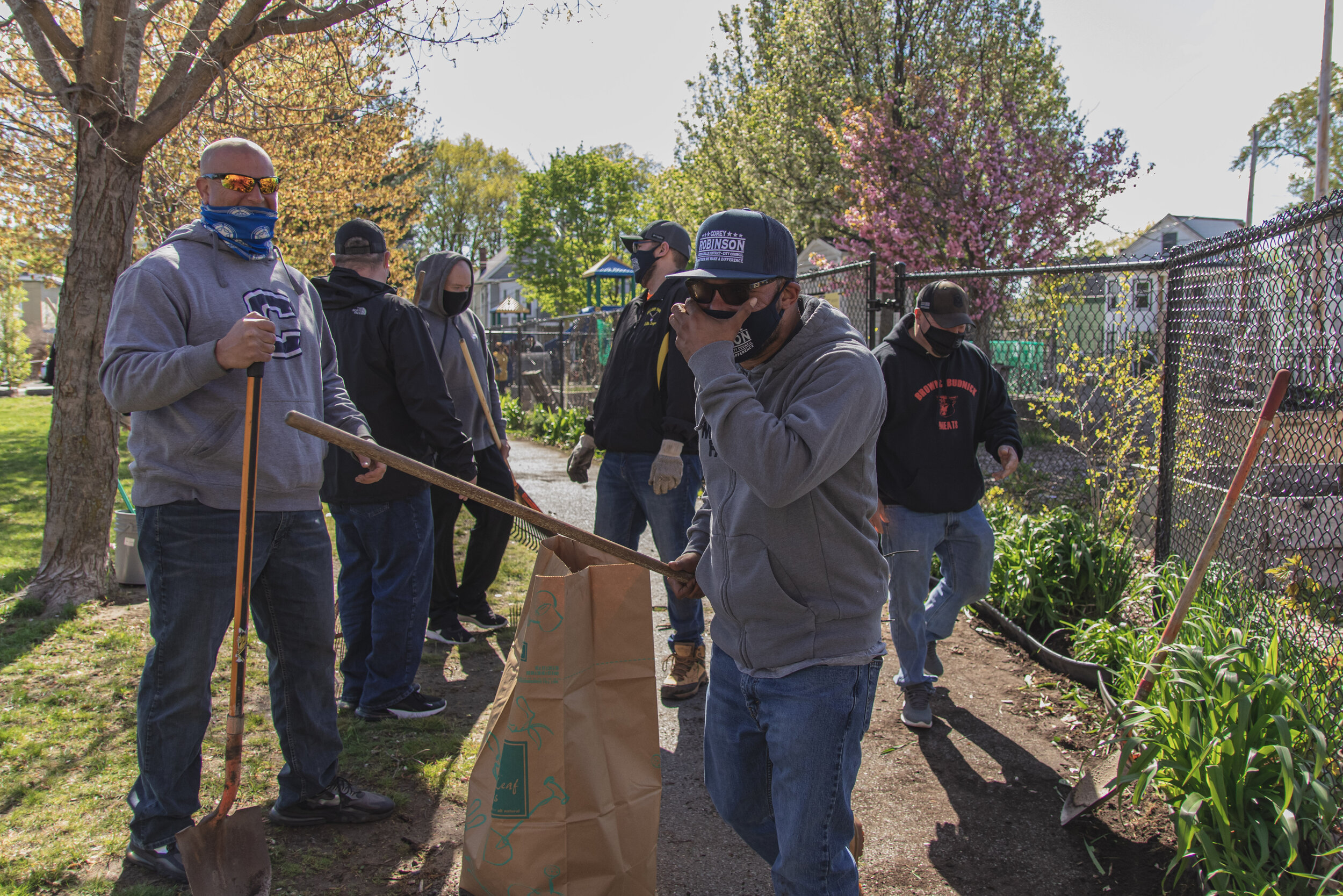 Eagle Park  Clean Up: Clearing leaves from the plantings