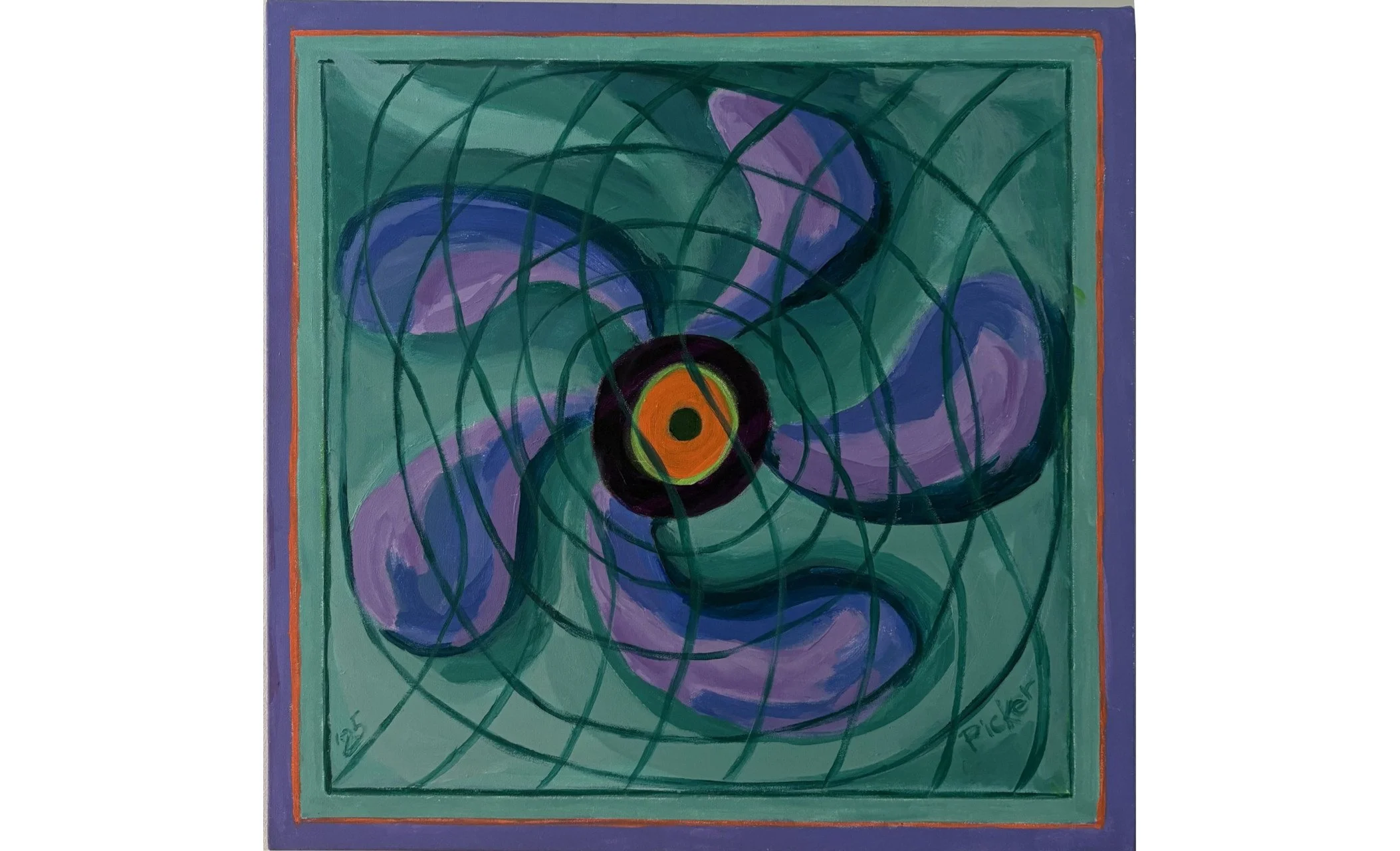 Lavender box fan. Acrylic on canvas, 20x20, 2023