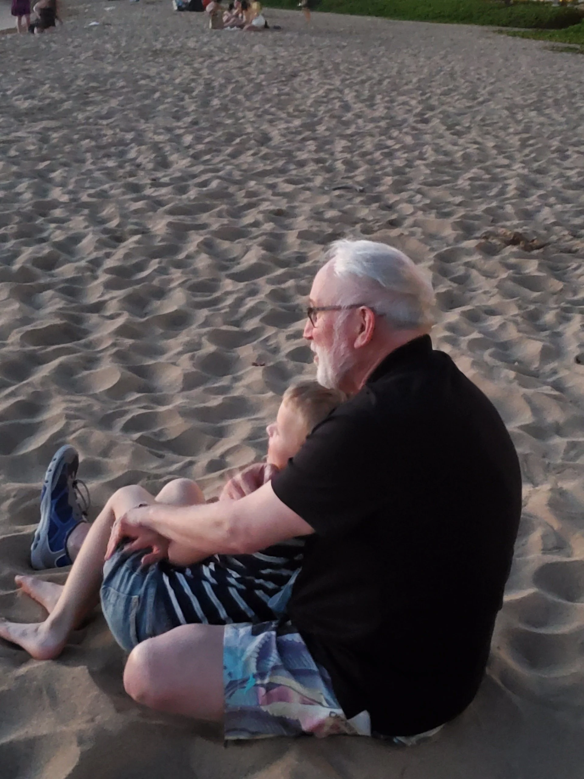 Grandson & Grandpa, enjoying Sunset, Maui