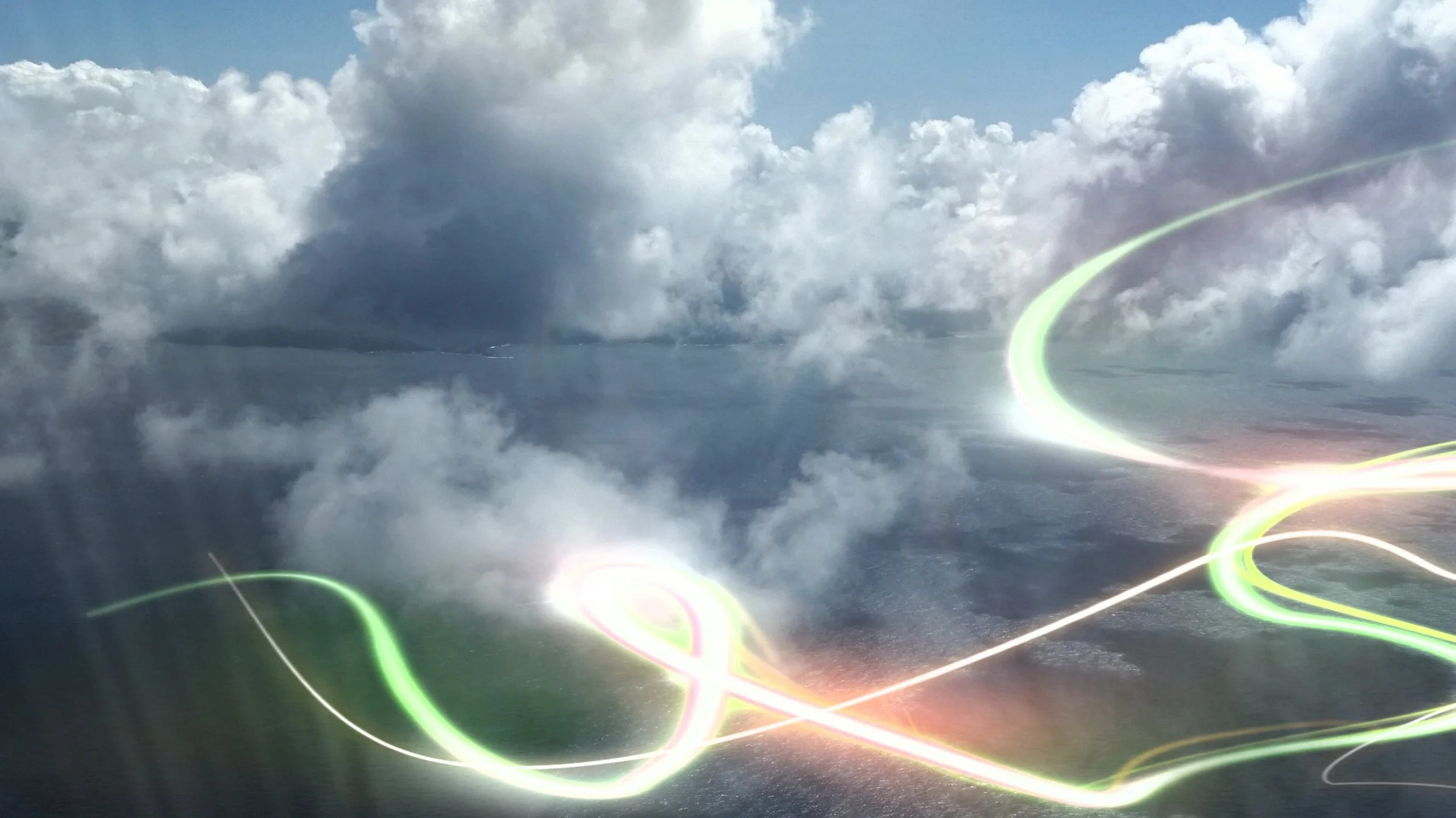 Serendipitous Light, Split Second Reflection from Plane Window - Over Hawaiian Islands