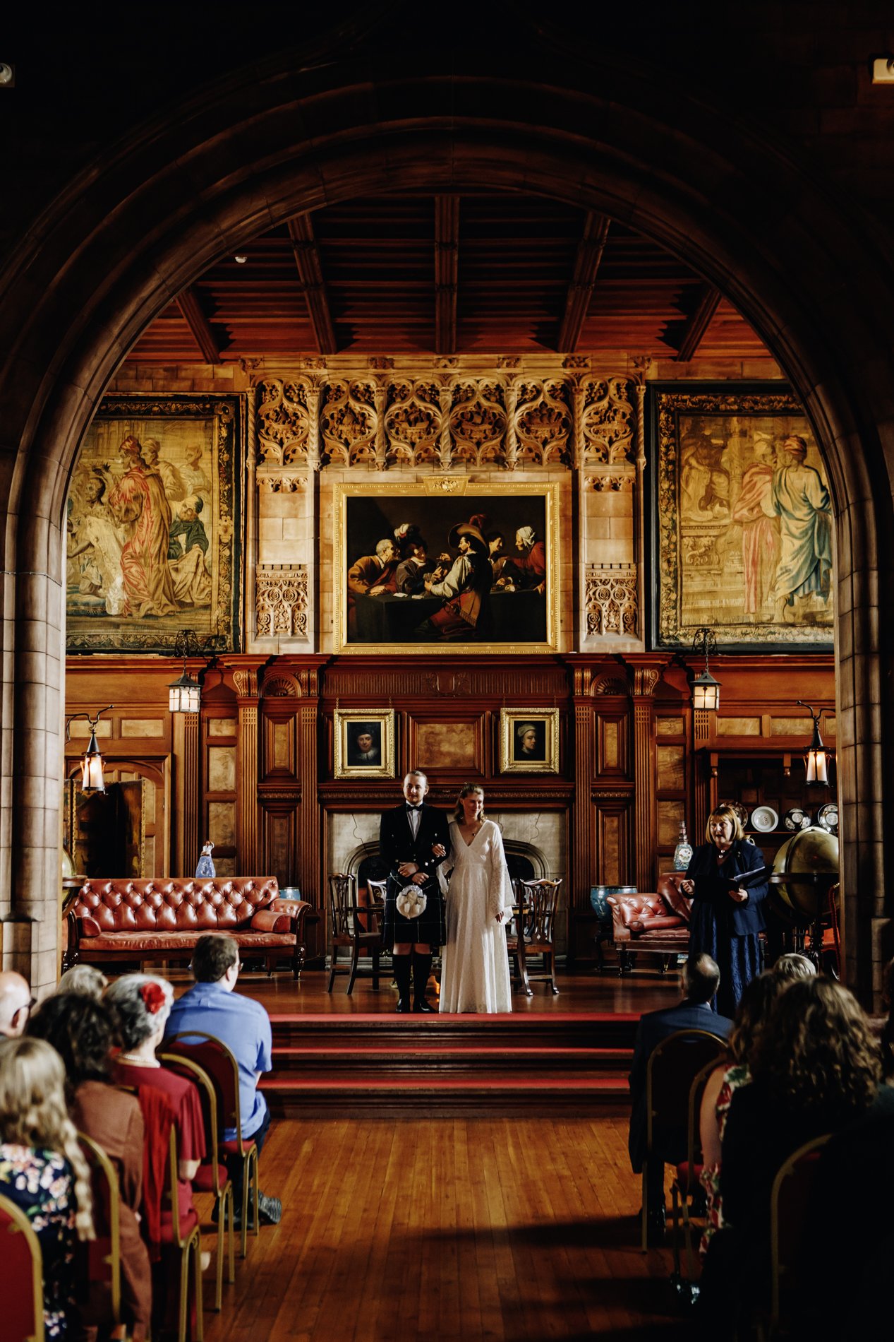 A grand wedding ceremony at Matfen Hall, captured by a Newcastle wedding photographer