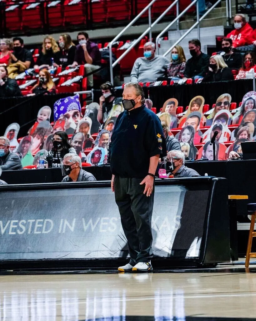 The great Bob Huggins  getting ready to win his 895th!!! game (Photo courtesy of WVU Basketball)