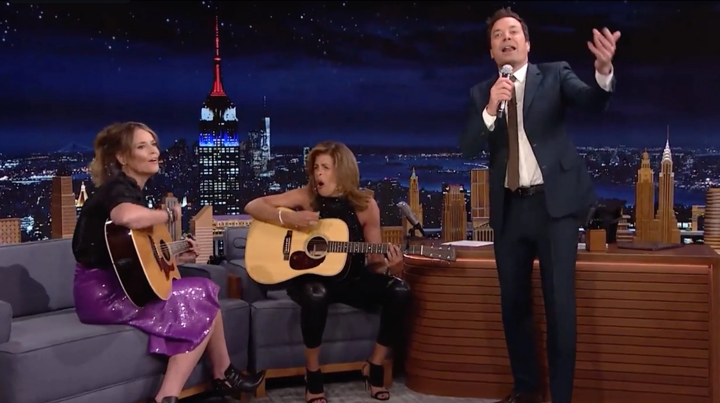 TODAY show hosts play and jam to Country Roads on Fallon’s show