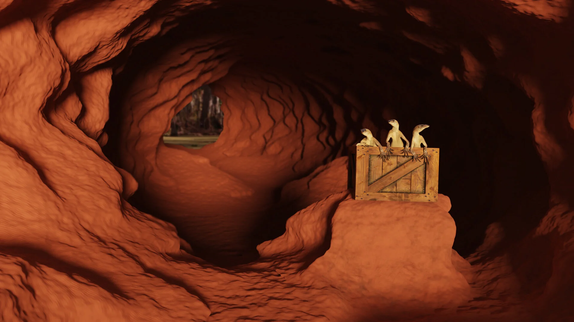  3D model of a dream I had of shooting 3 lizards in a cave 