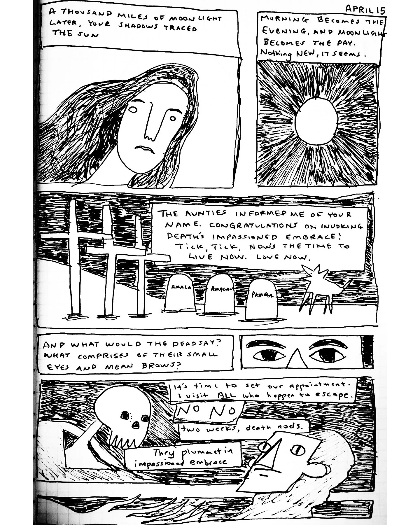 A thousand miles of moonlight later your shadows traced the sun