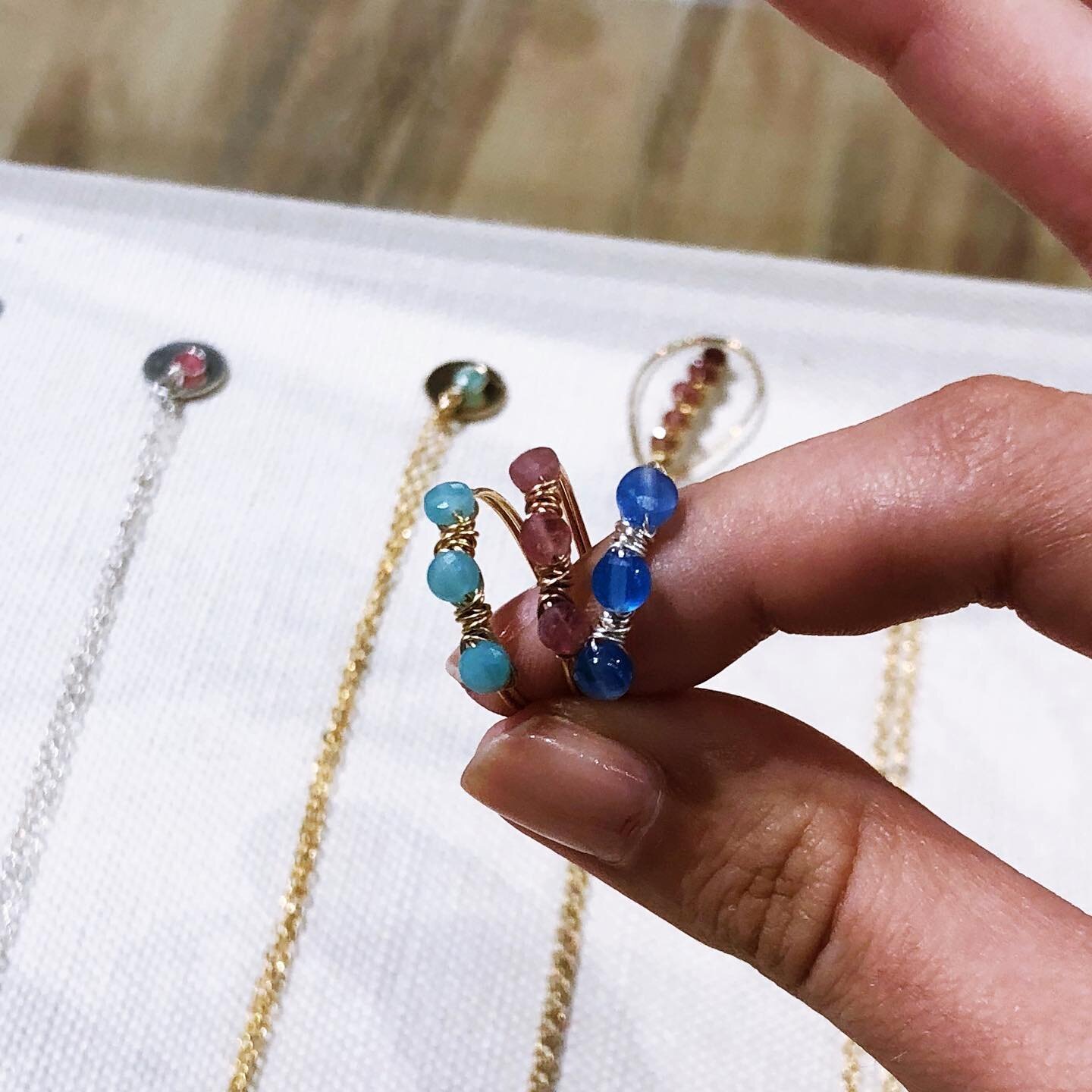 New arrival of gemstone wonders. Stop in an check out our Sunset necklaces and Three Cheers rings.
The metal work is outstanding and the stones are beautiful!💍💕

#newarrival #jewels #sunset #threecheers #metalwork #pinktourmaline #lapis #bluechalce