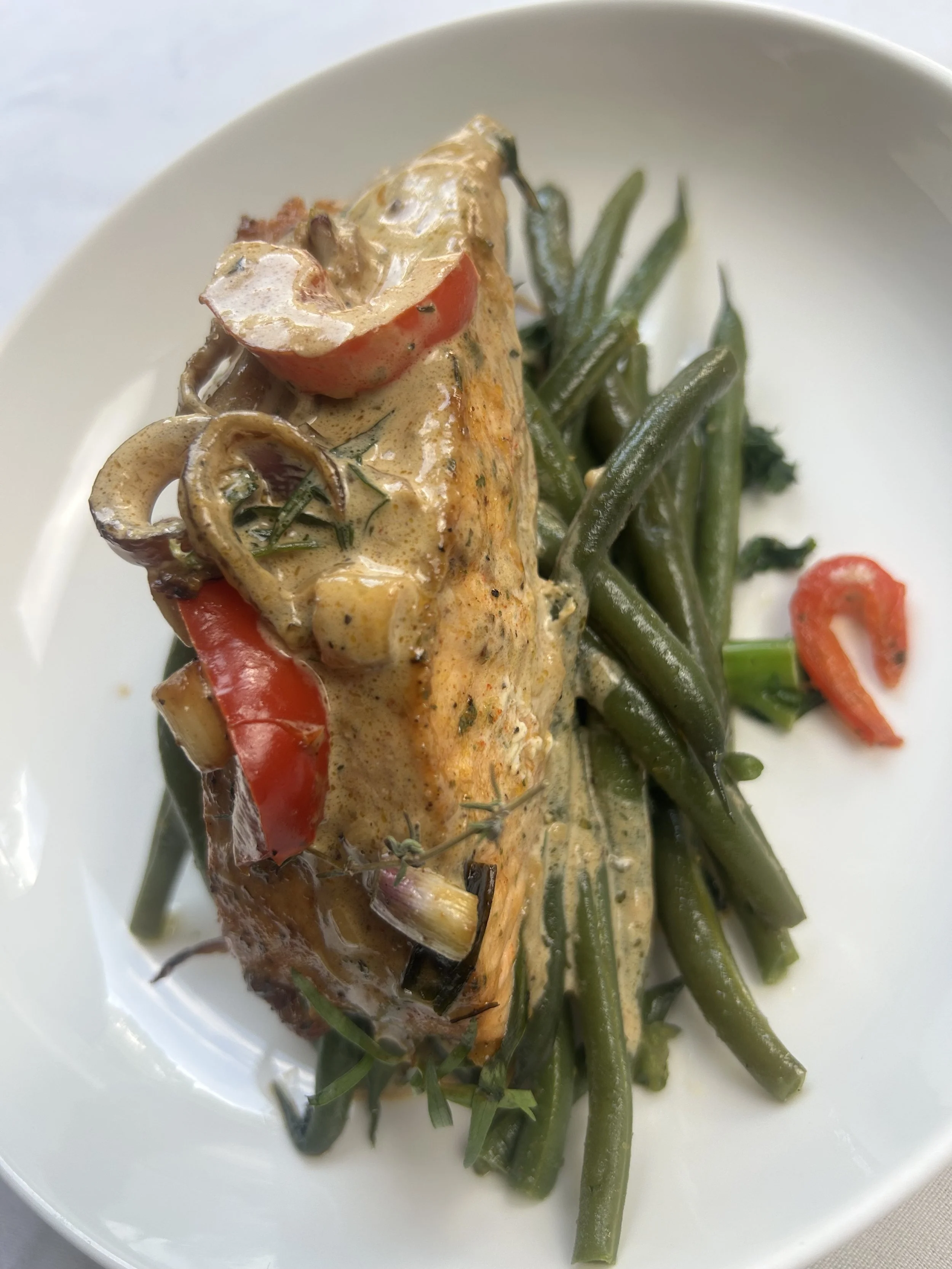 Seafood Protein: Marry Me Salmon with Kale and Green Onions