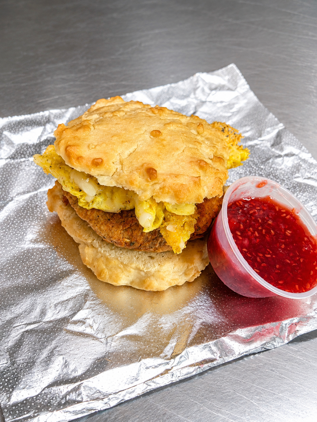 Vegan Chickn and Vegan Egg Biscuit