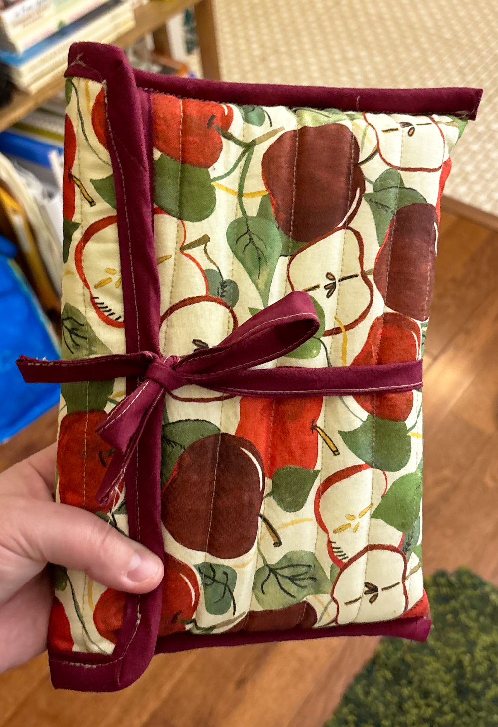 quilted book sleeve