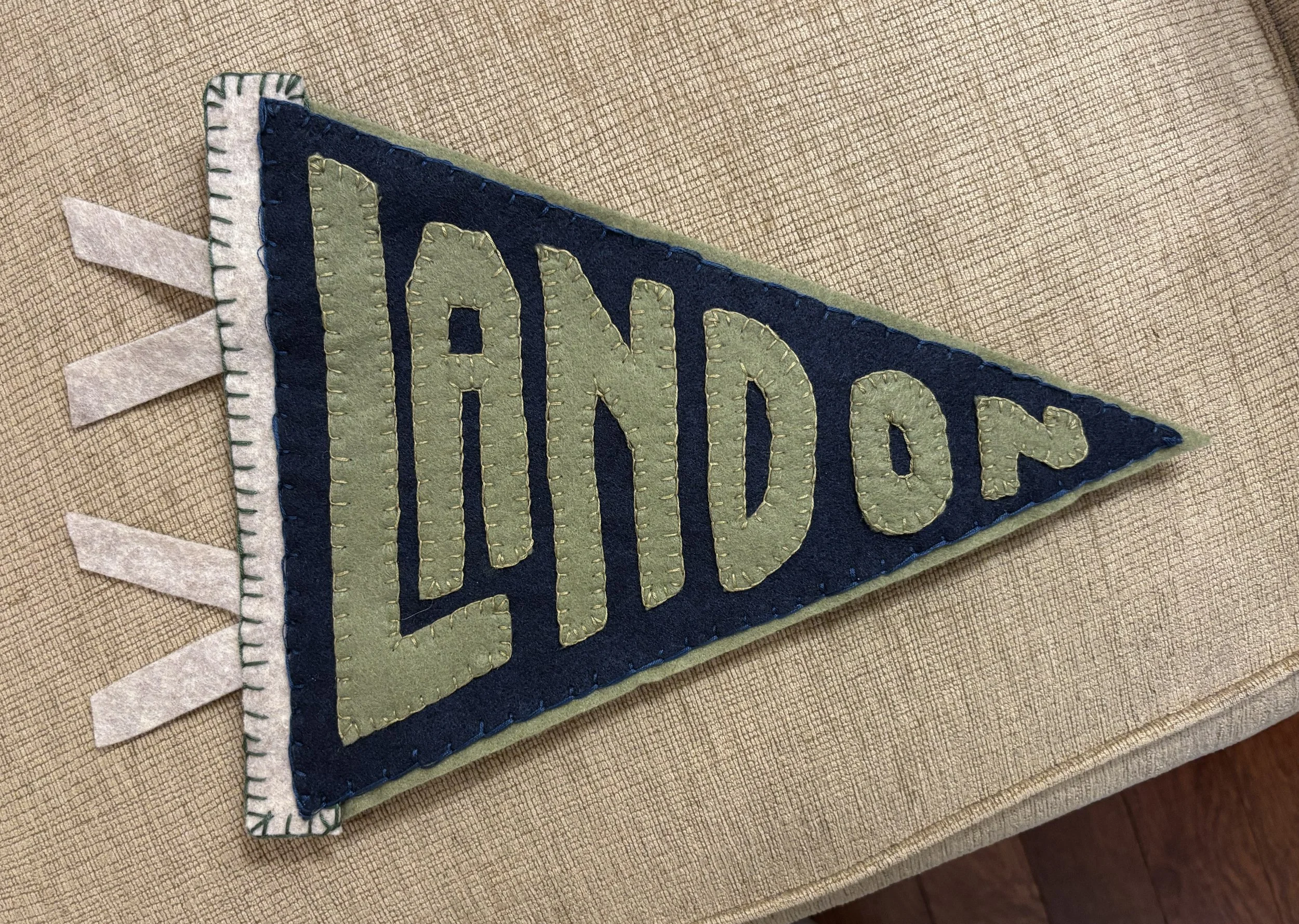hand embroidered pennant