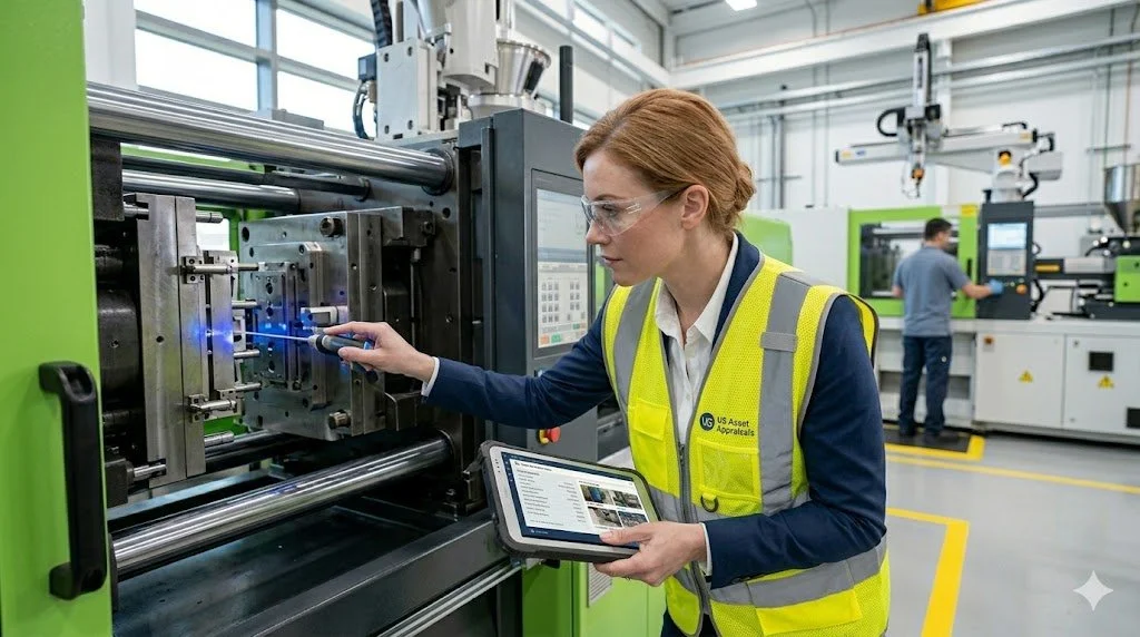 Certified on-site plastics processing machinery inspection and industrial molding equipment appraisal services for manufacturing plants and extrusion facilities by US Asset Appraisals.