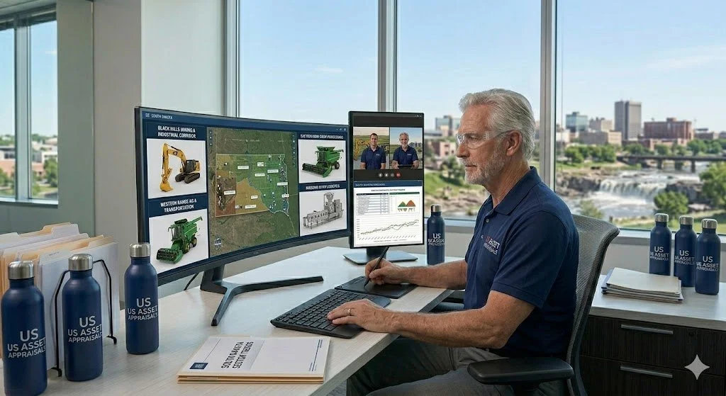 Remote desktop machinery appraisal and certified equipment valuation services for commercial lenders and businesses across South Dakota by US Asset Appraisals.