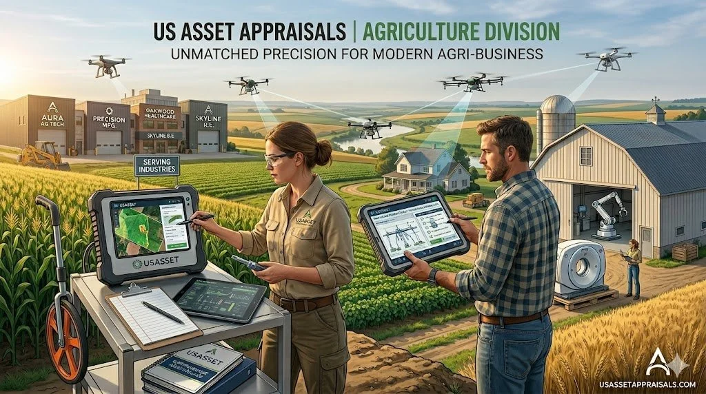 Certified on-site agricultural machinery inspection and farm equipment appraisal services for commercial farming operations and ag lenders by US Asset Appraisals.