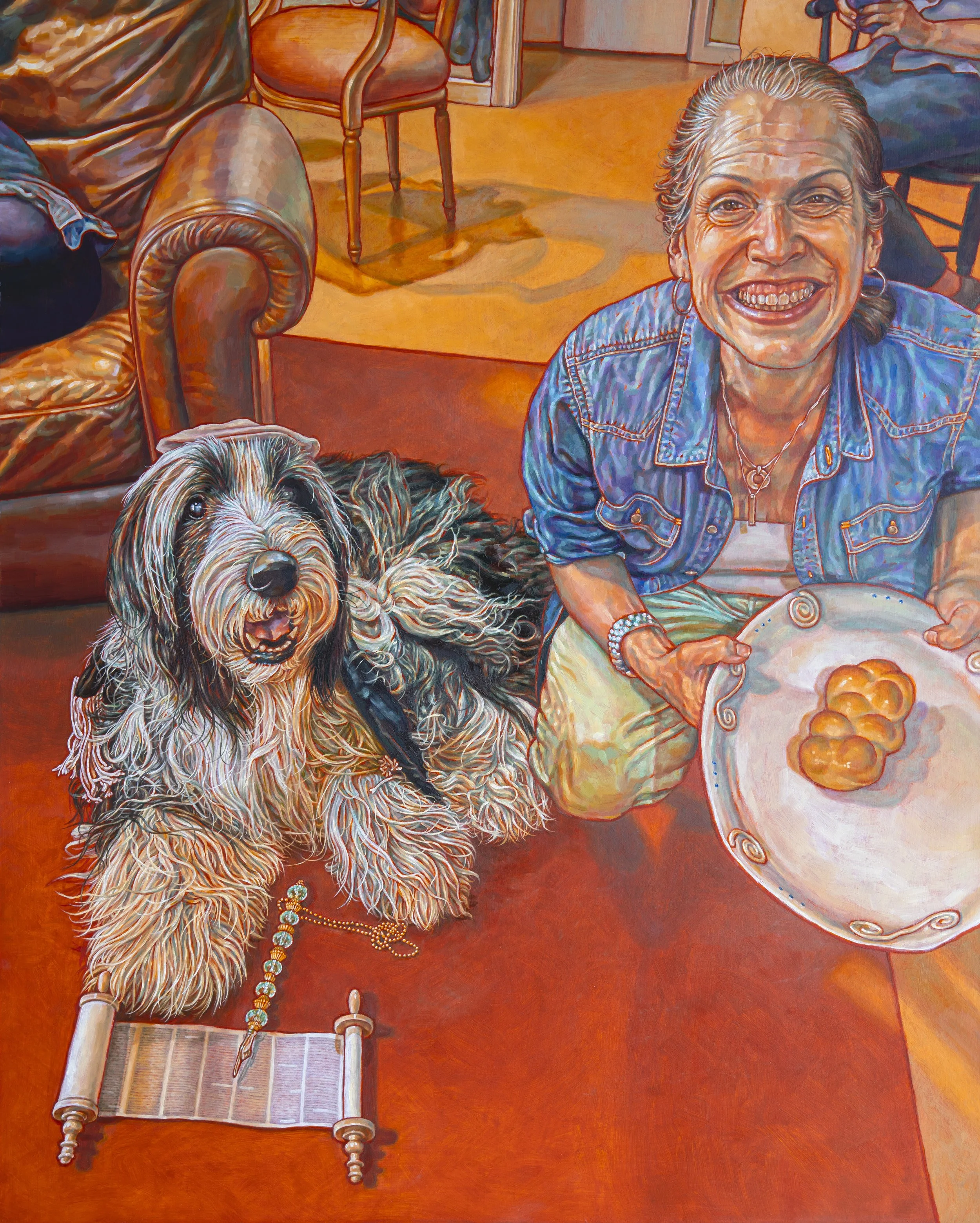 Bark Mitzvah, oil & acrylic on wood panel, 30" x 24", 2025