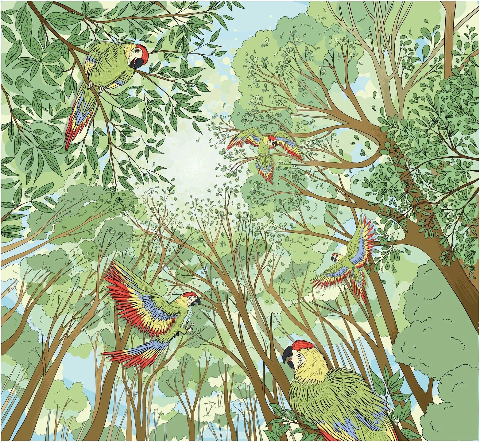 Projet murale num&eacute;rique au plafond en collaboration avec @noirsurblanc_art ❤️🦜