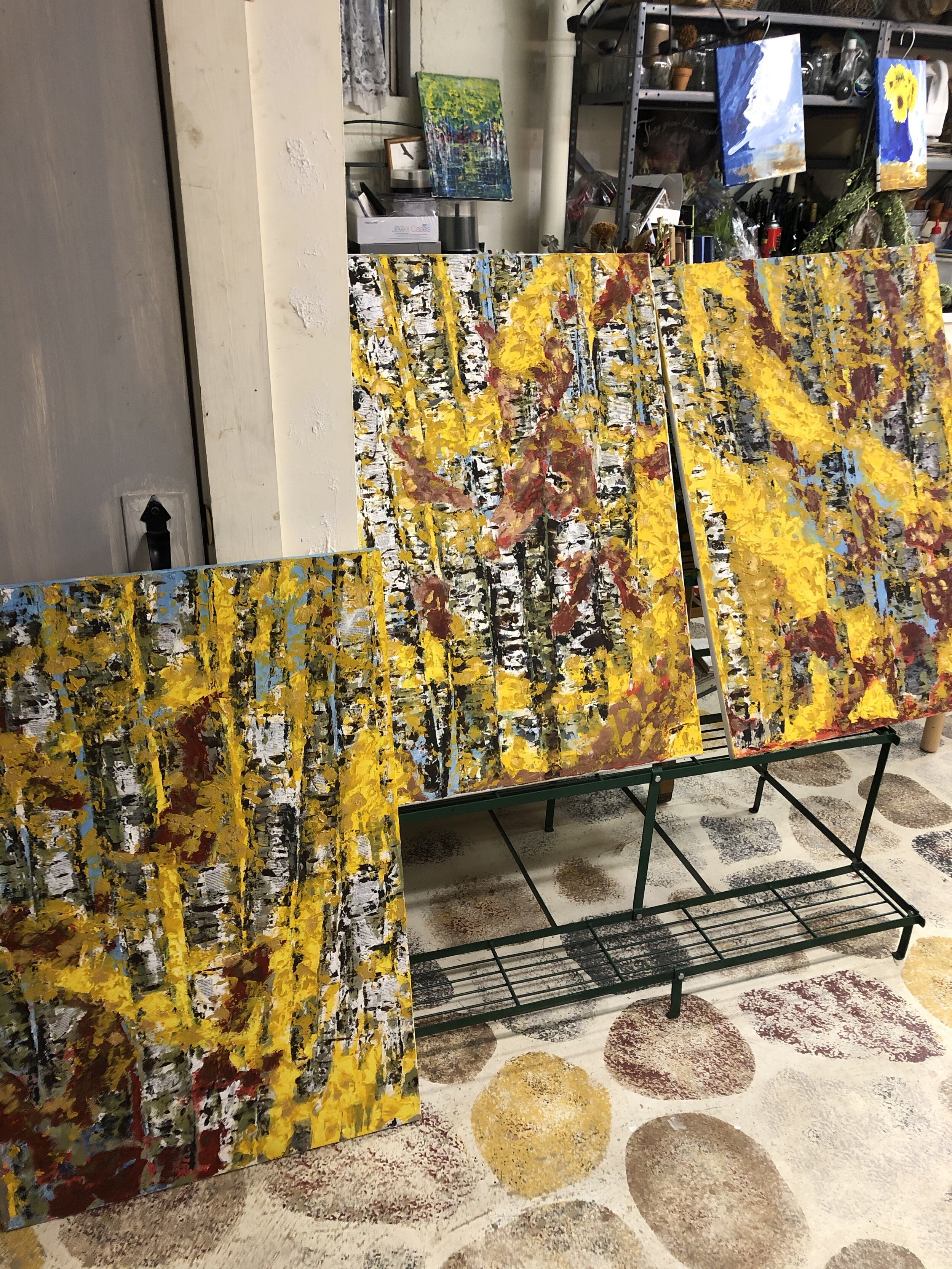 Triptych Aspens in Fall
36" x 24" each
acrylic