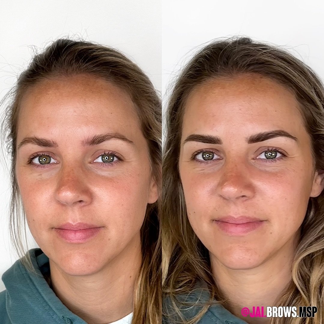 This slightly bolder combo brow is really adding structure to her overall look and I am LOVING them on her! 🖤
&bull;
Brows will soften as they heal and lighten about 40-60%.
&bull;
May 🌹 books are open!!
✨Book online✨ at www.JaiBrows.com
📱DM me to