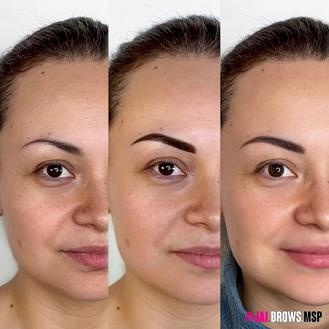 Powder brows&hellip;. They don&rsquo;t stay so bold!
✨BEFORE | FRESH | HEALED ✨
A few minor tweaks at my lovely client&rsquo;s 6 week follow up and she is good to go with her new soft and sleek eyebrows! 🖤
&bull;
Brows will soften as they heal and l