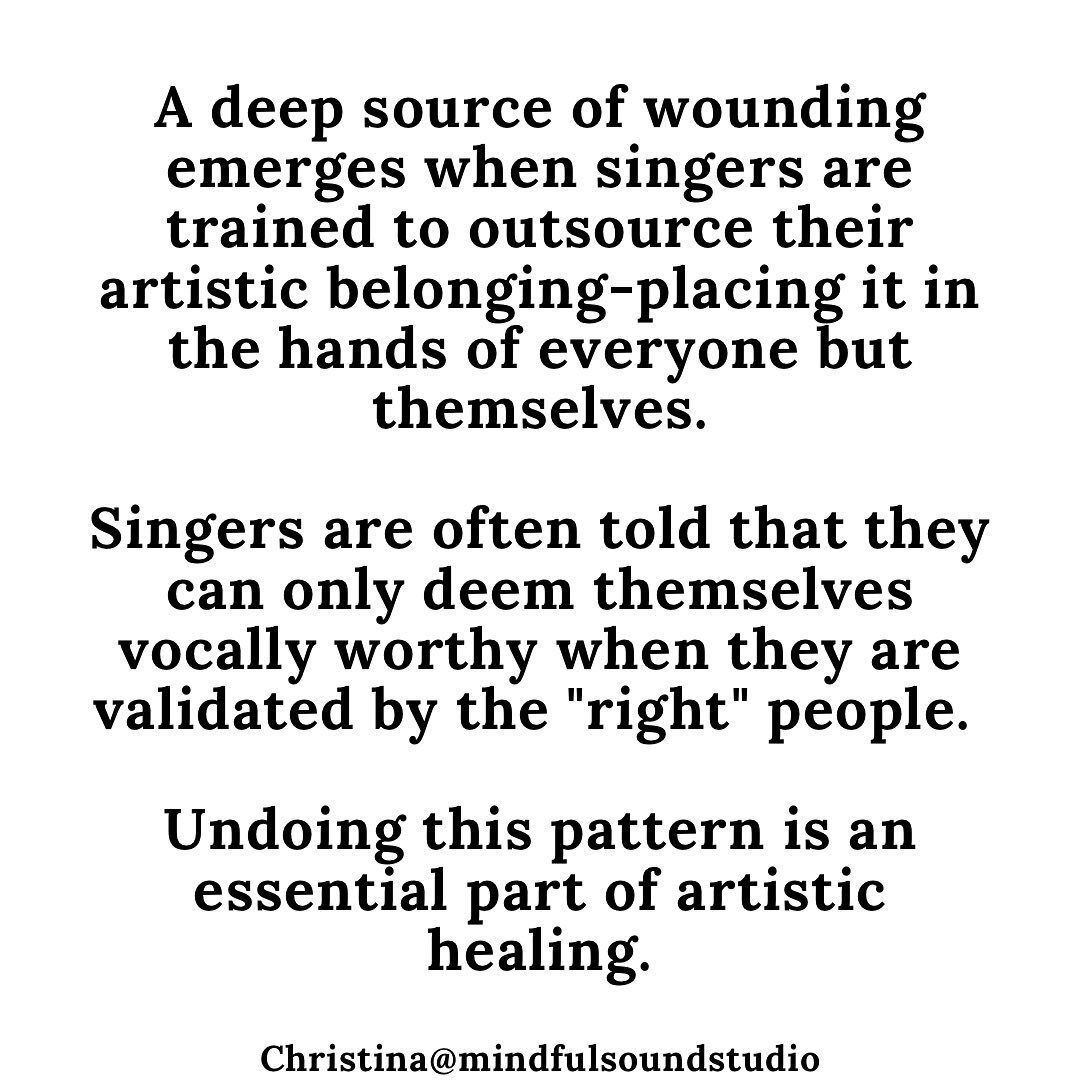 One of the most powerful realizations for me as a singing artist and teacher has been to compassionately reclaim my belonging in all the moments where old patterns insist I call it into question.

Comparison, self-doubt, fear, perfectionism - they ca