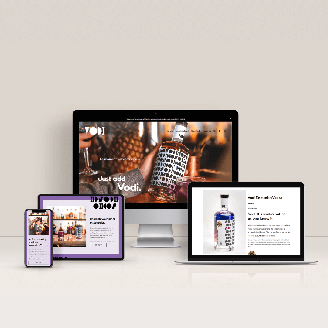 Website Design and Build for Vodi - A Boutique Tasmanian Vodka