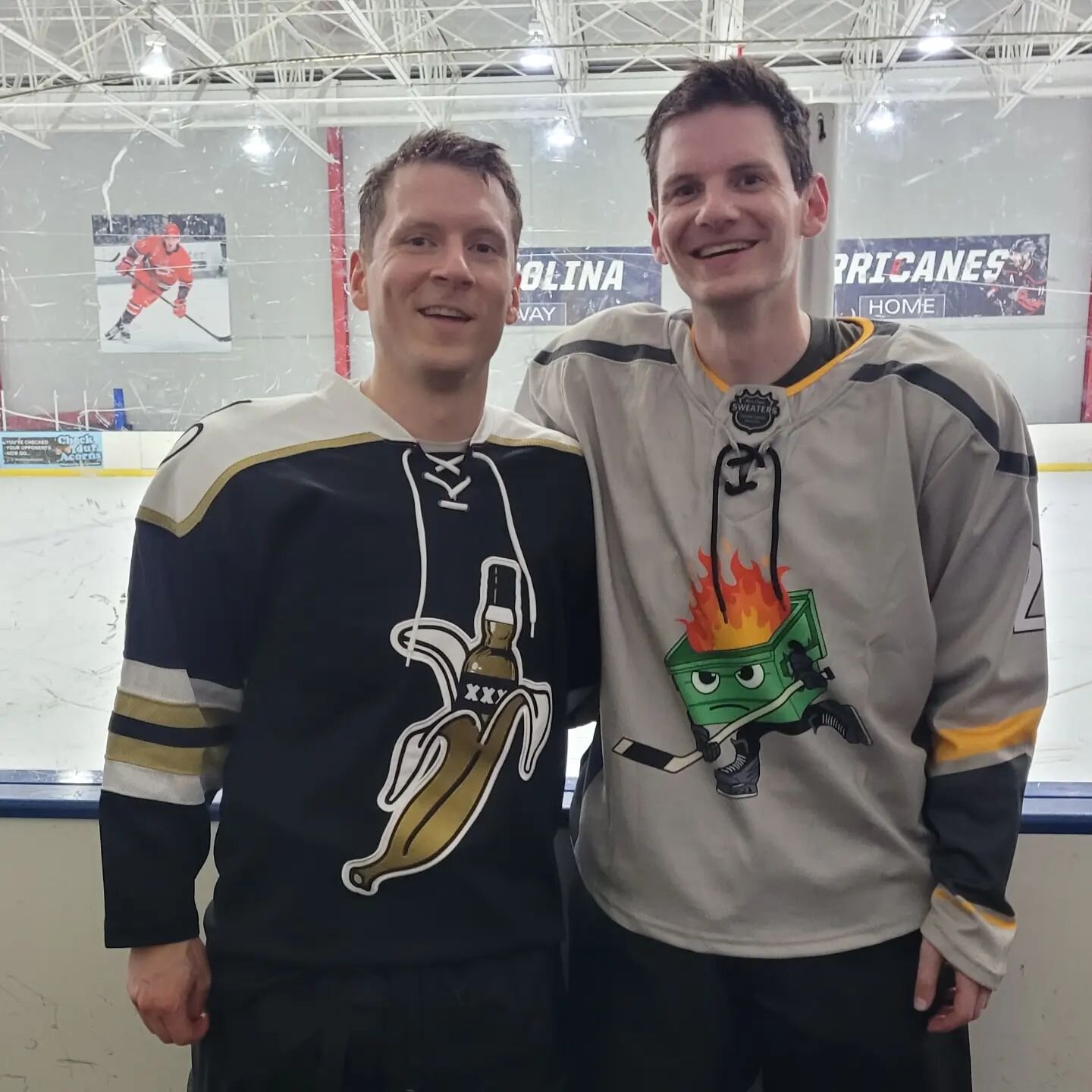 Hopefully our jerseys will match soon

Never too old to learn something new! My brother and I both recently started playing hockey with neither of us having played or skated growing up. So much to learn but having a blast!

If there's something you'v