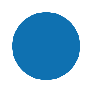 A solid blue circle on a white background.