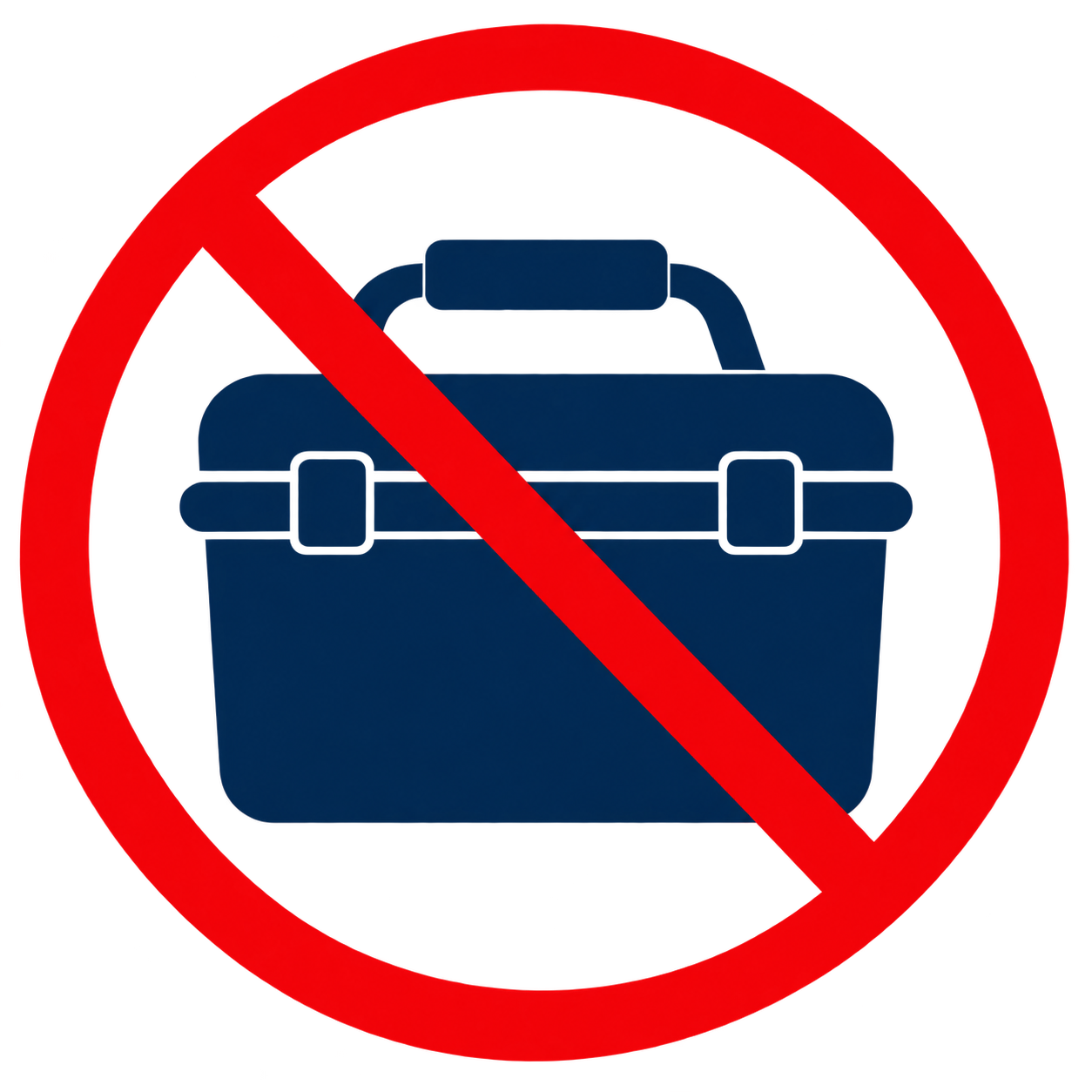 A backpack icon with a red circle and diagonal line, indicating no backpacks or no luggage.