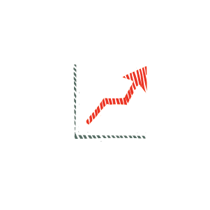 Line graph with an upward trending arrow indicating growth or increase.