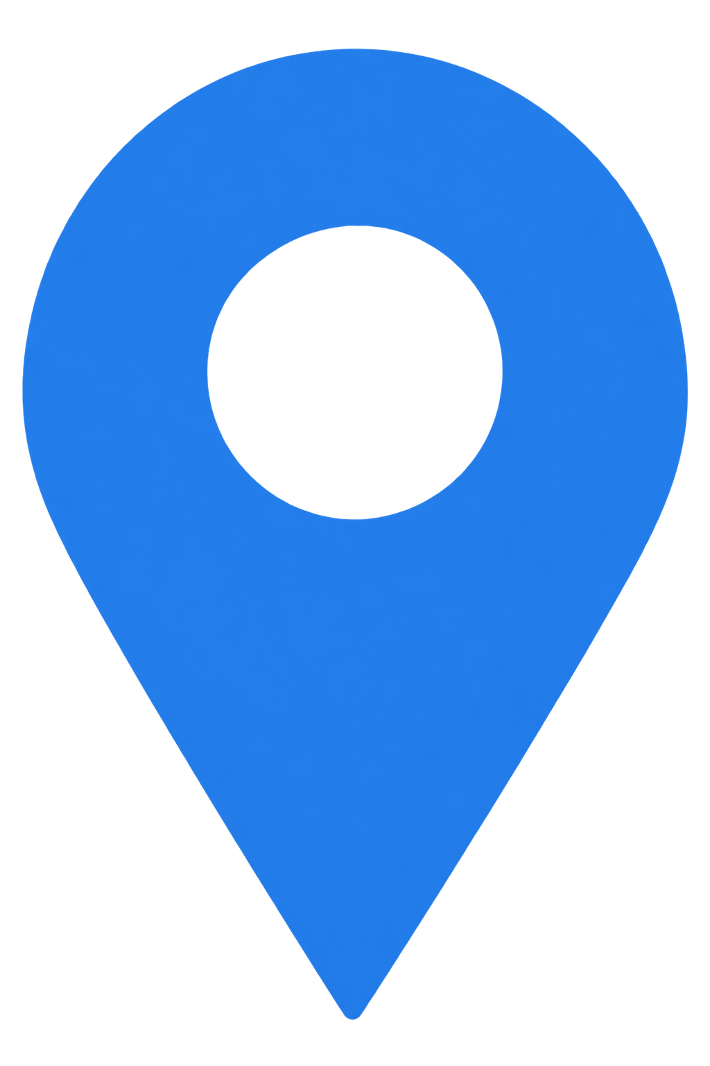 A digital illustration of a blue map marker icon with a circular graph inside.