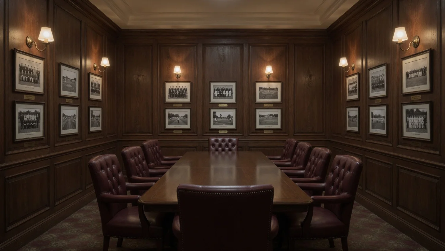 Club boardroom with framed photographs